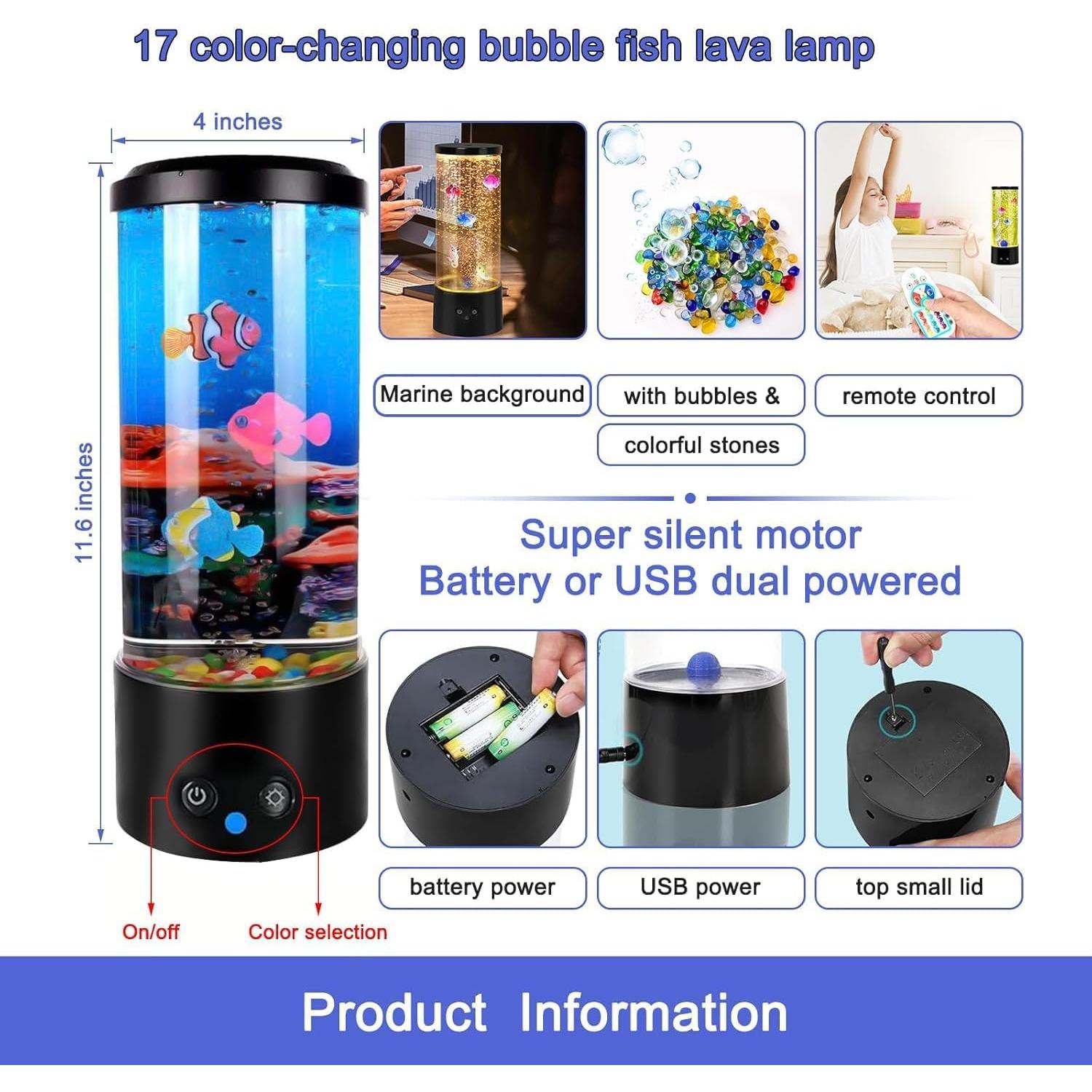 Lámpara de Peces Burbuja GWEUZMALL, 17 Colores, 29.21 cm