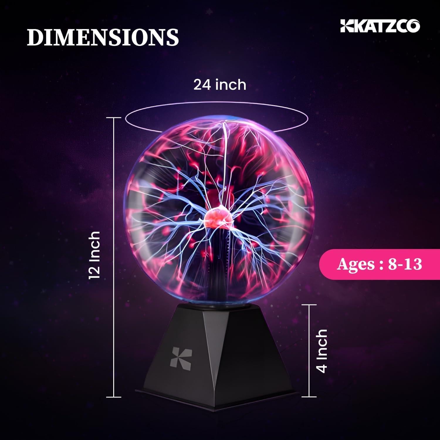 Bola de Plasma Interactiva Katzco 20 cm - Decoración LED Rosa