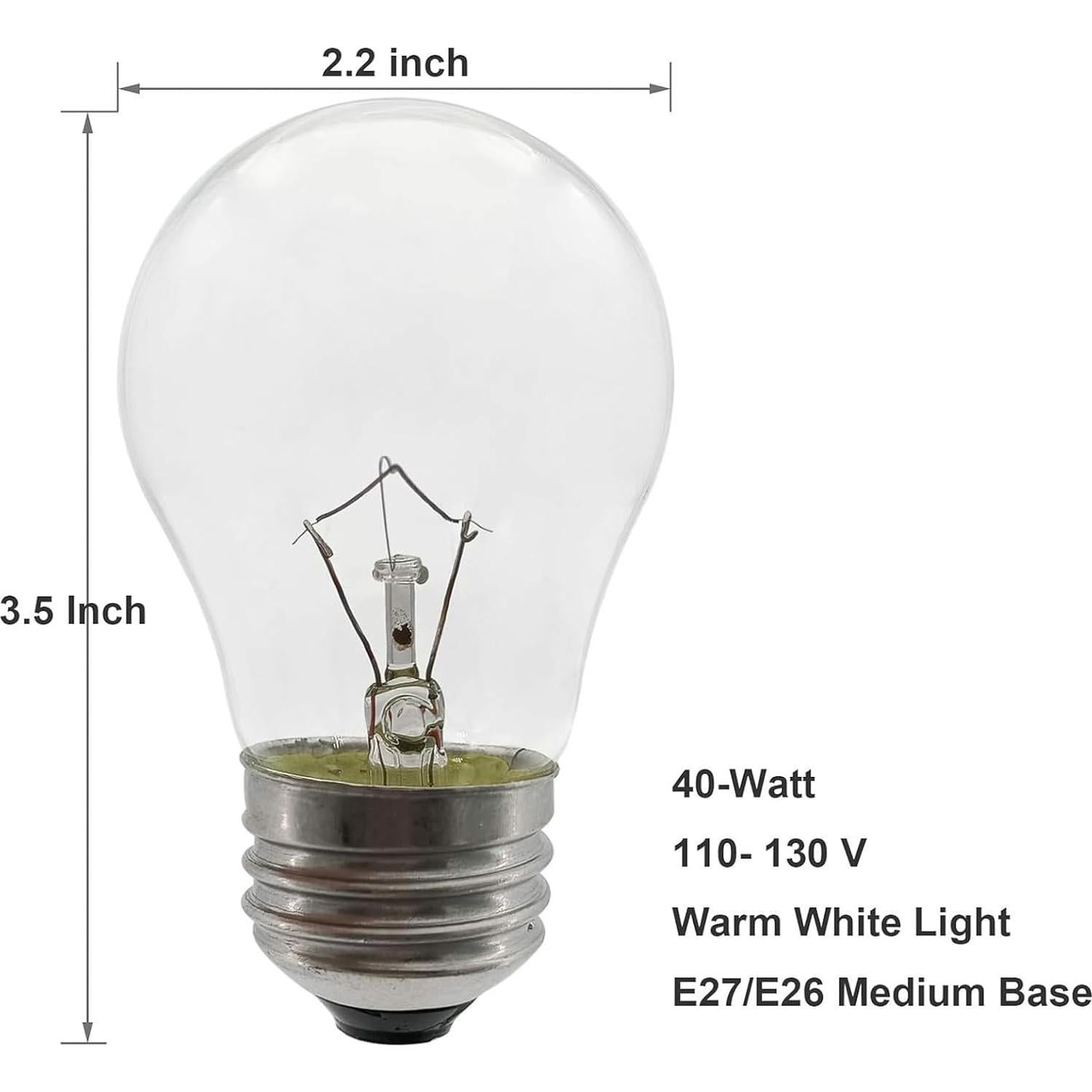 Bombilla de Luz para Horno 40W E26 Alta Temperatura 300°C - Paquete de 4