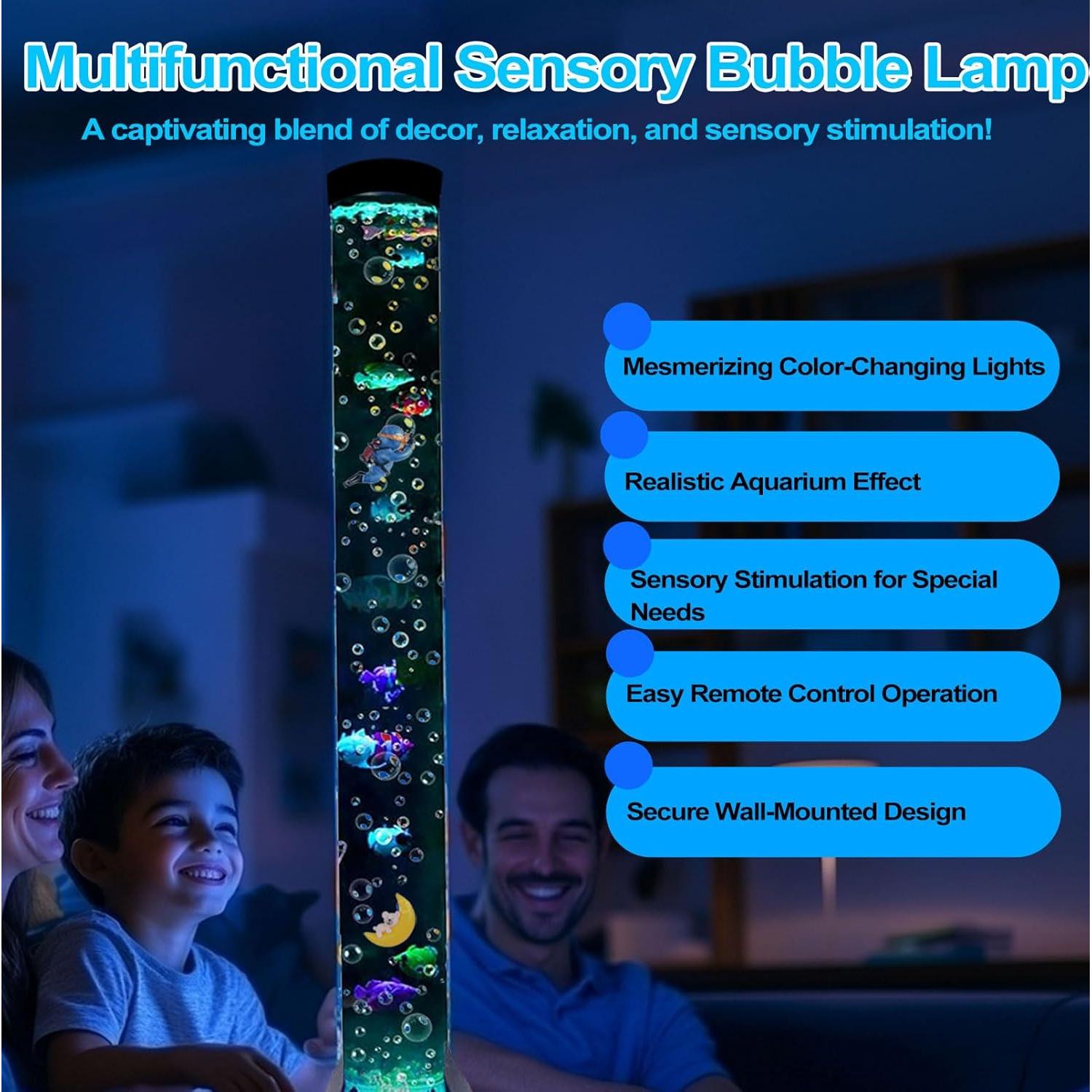 Lámpara Burbuja Sensorial Muiofang 1.22m con Peces LED
