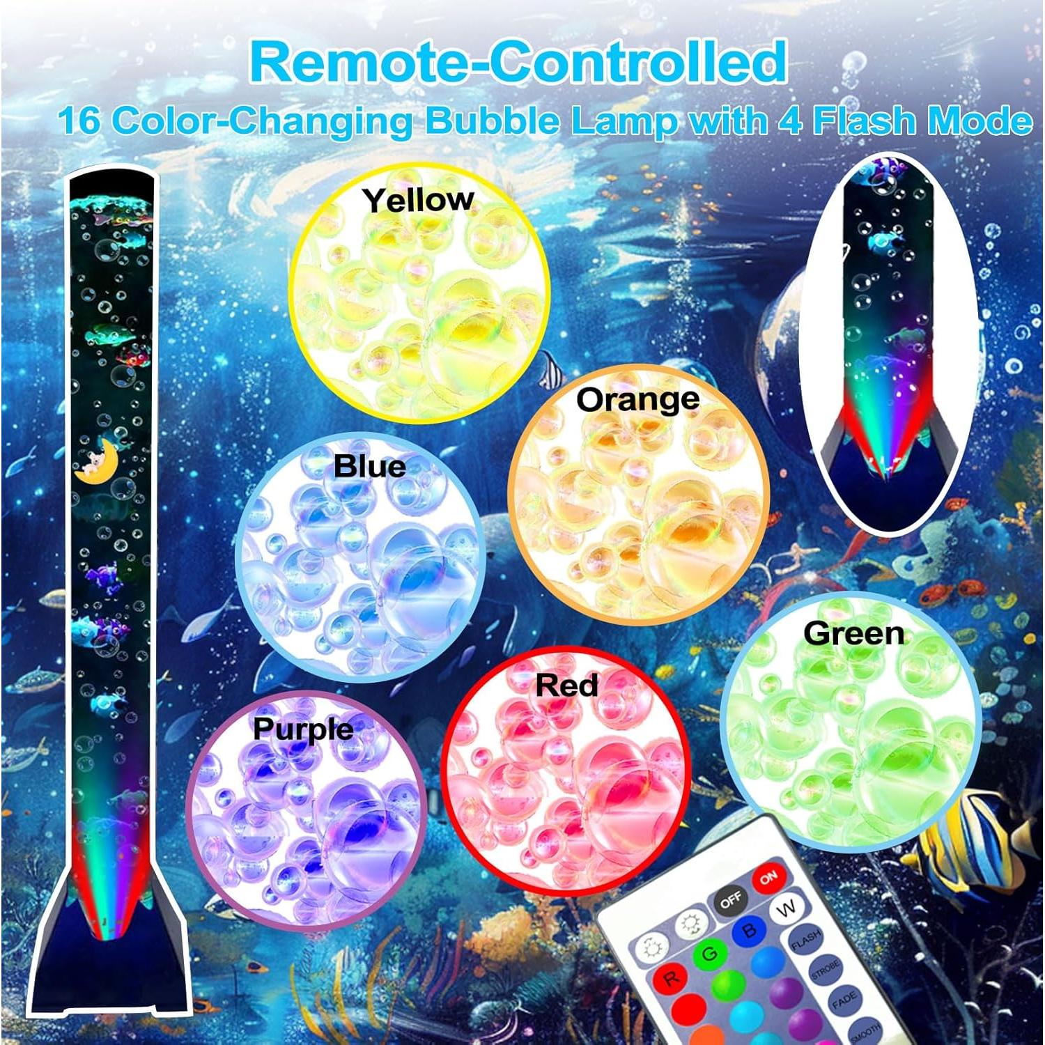 Lámpara Burbuja Sensorial Muiofang 1.22m con Peces LED