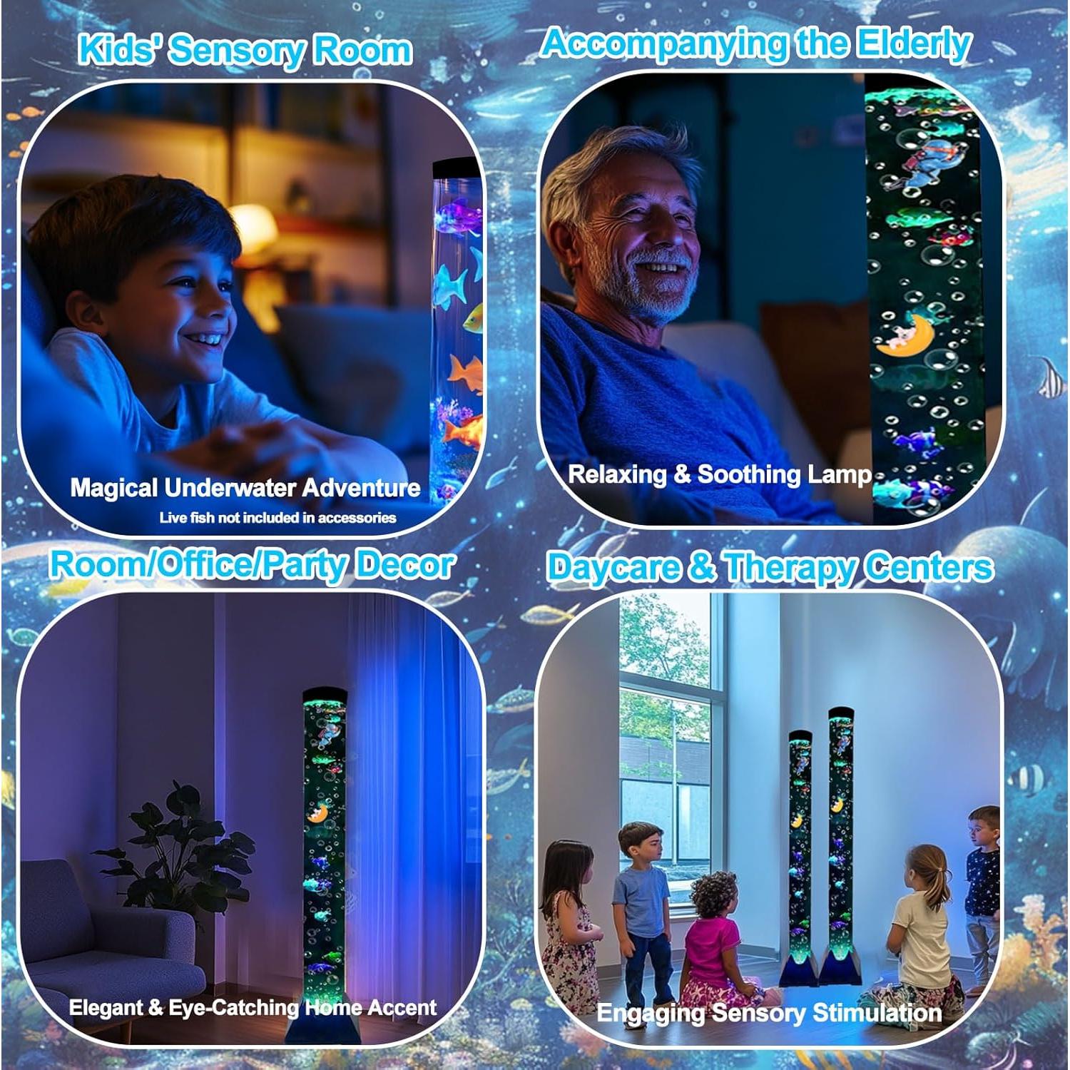 Lámpara Burbuja Sensorial Muiofang 1.22m con Peces LED