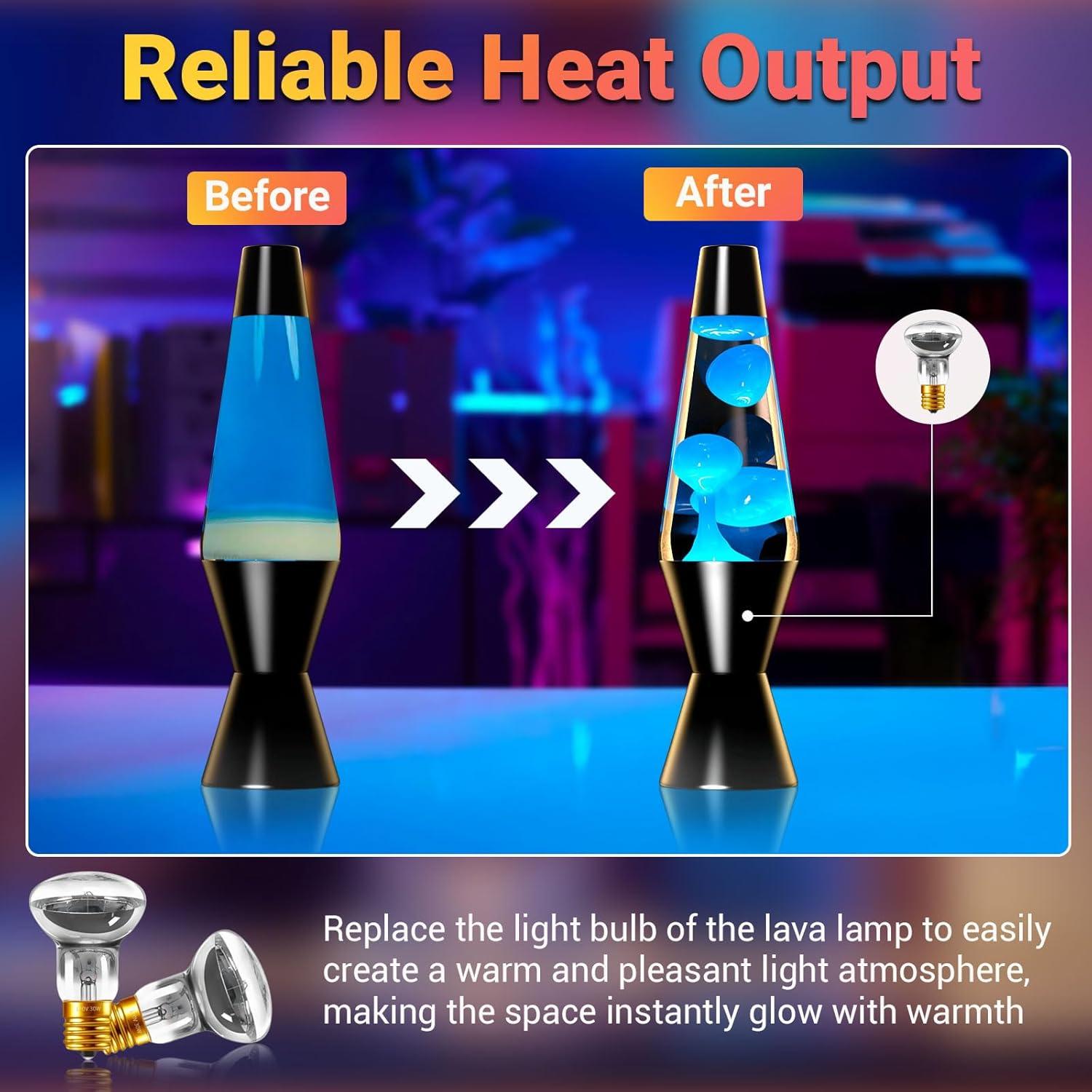 Bombilla de Lava R39 E17 30W Regulable 2700K Blakapoo - Paquete de 2