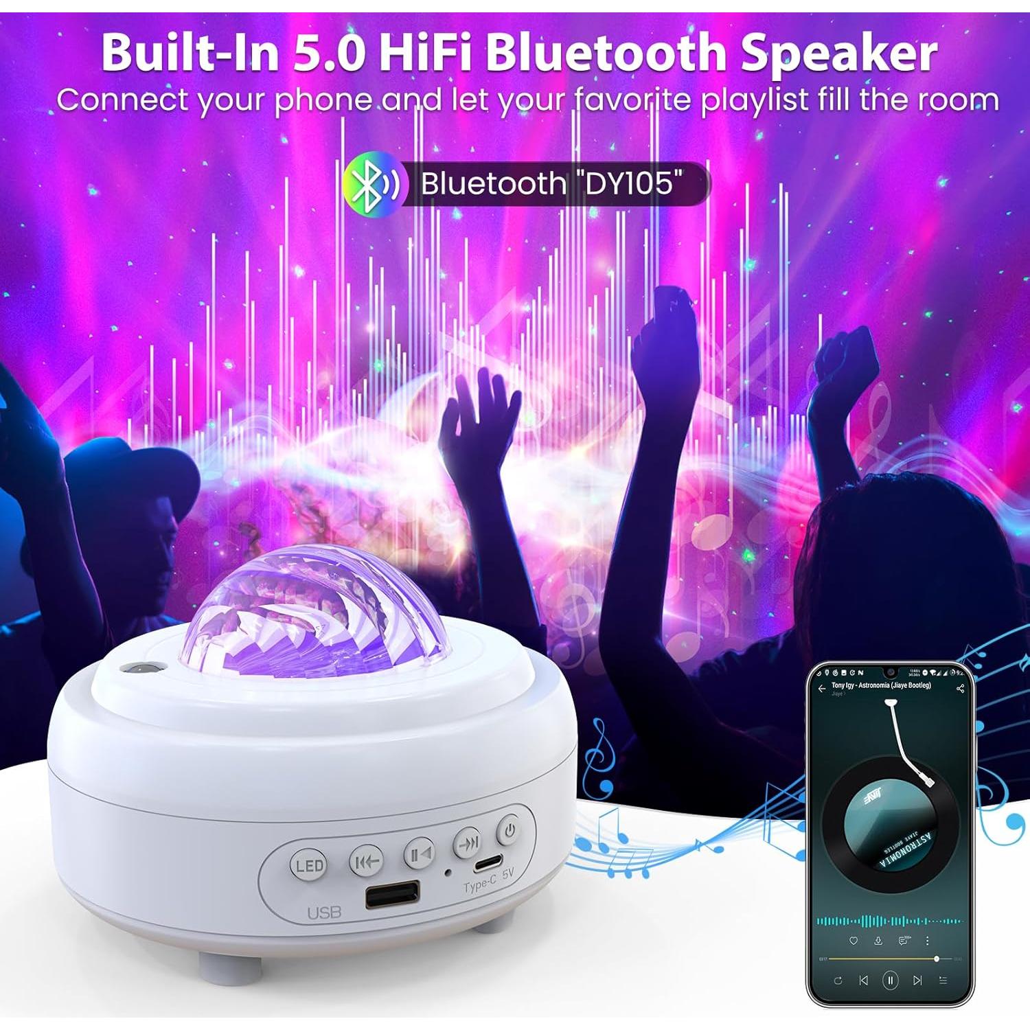 Proyector de Estrellas y Auroras HUMIIEYE DY105 con Altavoz Bluetooth