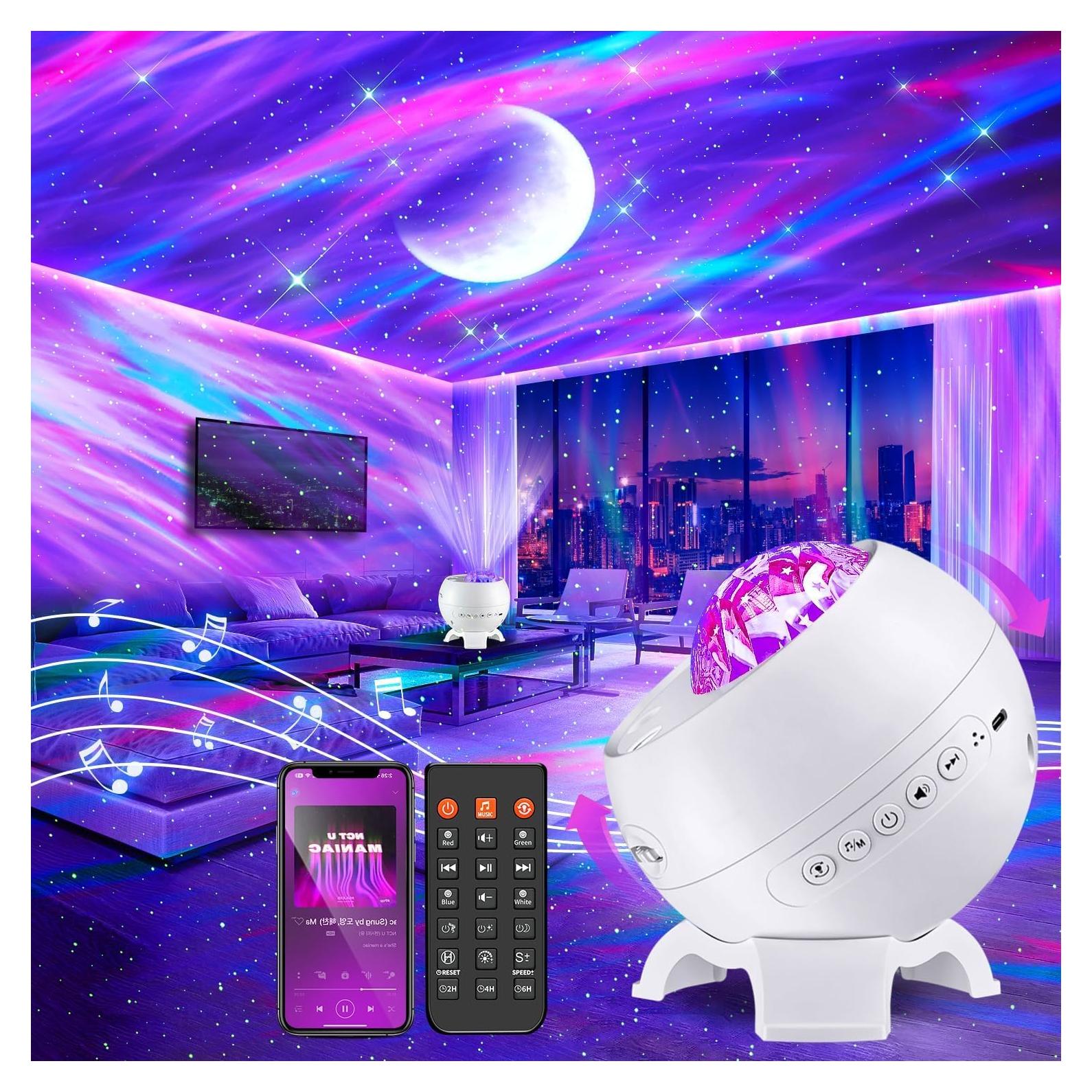 Proyector de Auroras Boreales TK WH-E12A con Bluetooth y Ruido Blanco