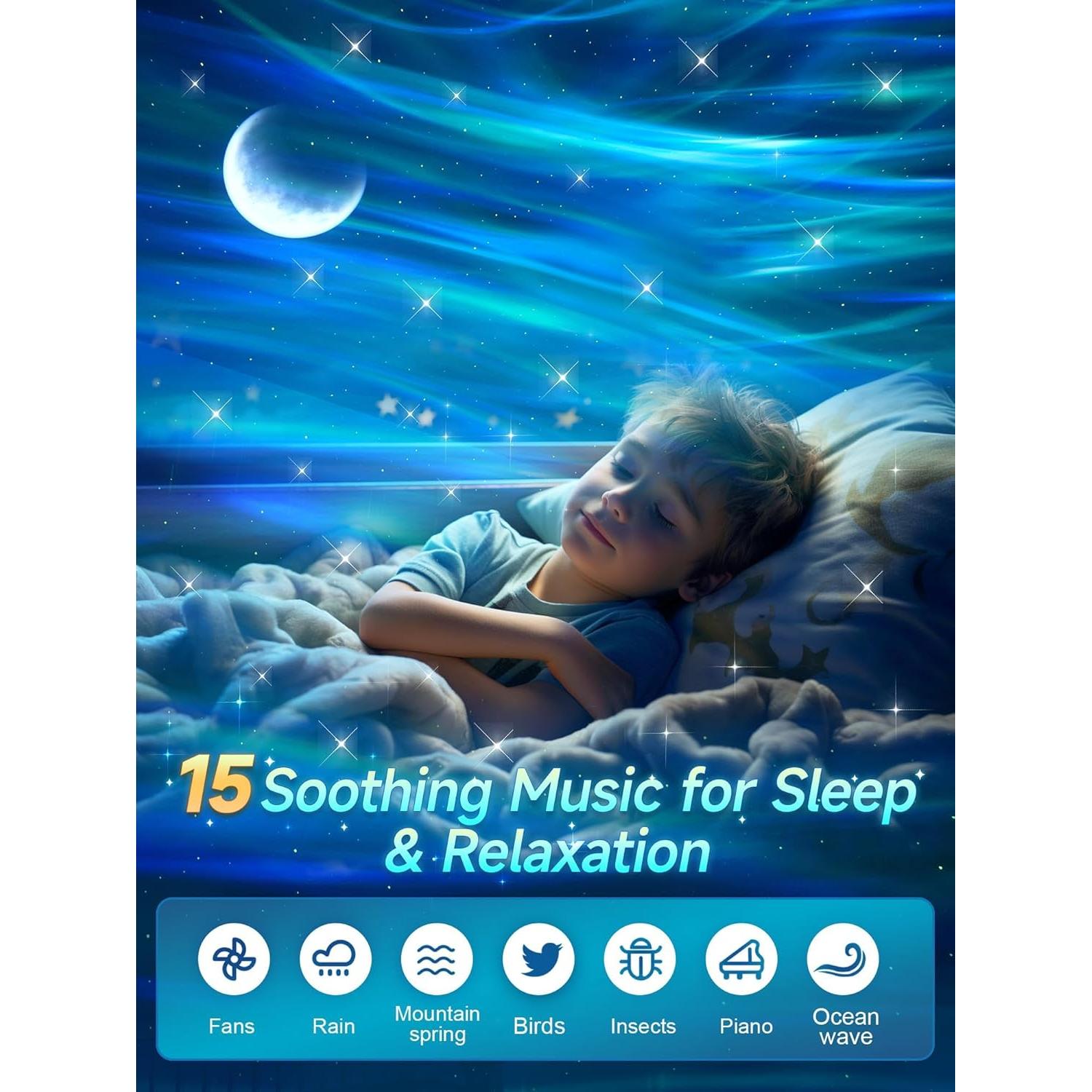 Proyector de Auroras Boreales TK WH-E12A con Bluetooth y Ruido Blanco