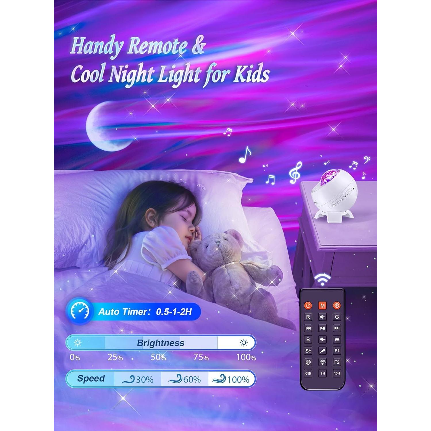 Proyector de Auroras Boreales TK WH-E12A con Bluetooth y Ruido Blanco