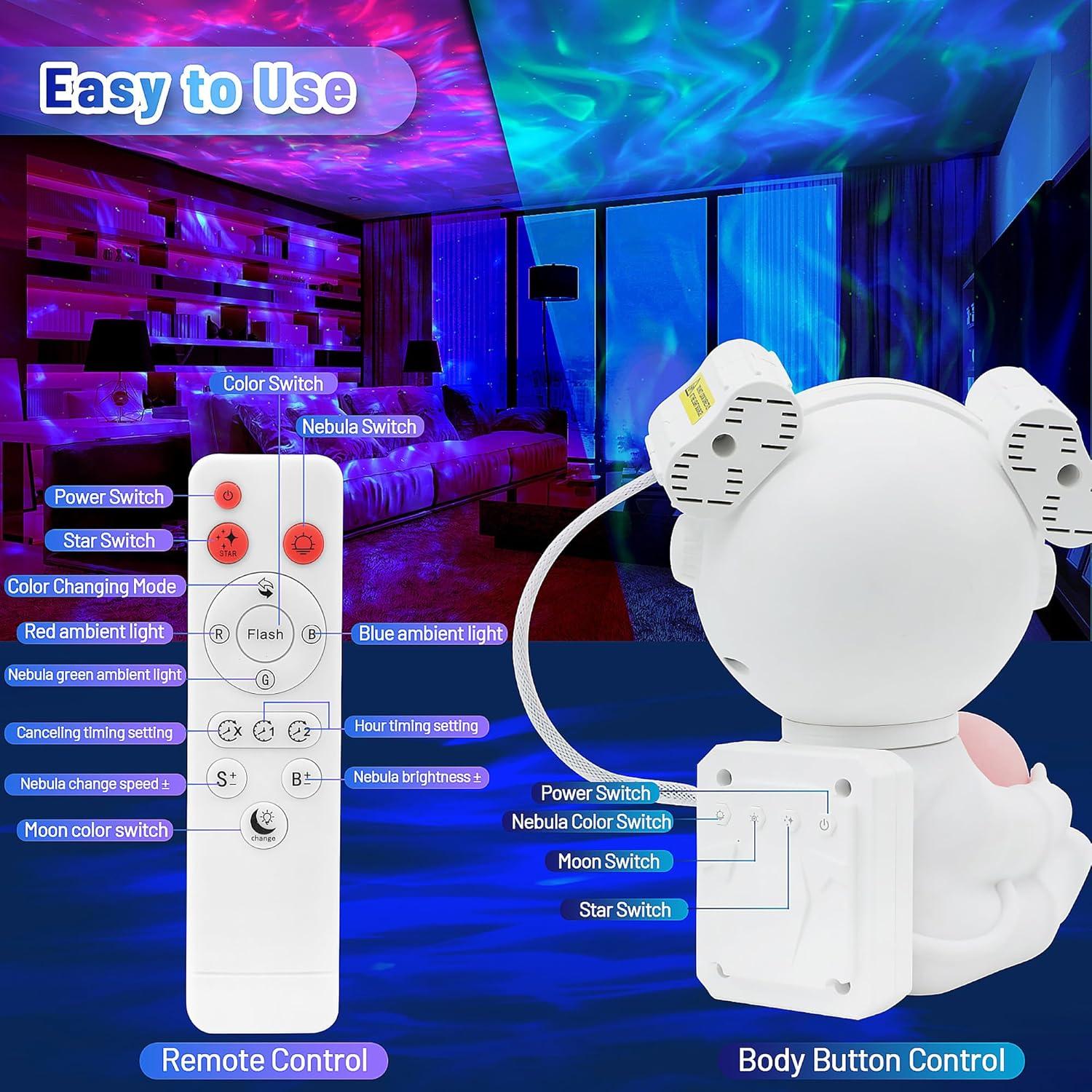 Proyector Galáctico KIMHY Astronauta Luz Nocturna 8 Colores