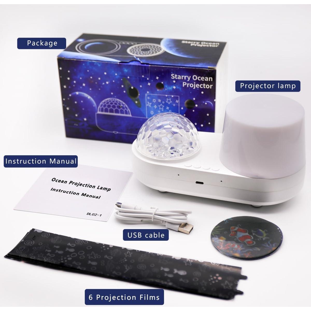 Proyector de Luz Oceánica Youkela DL02-1 - 10 Colores, 6 Películas