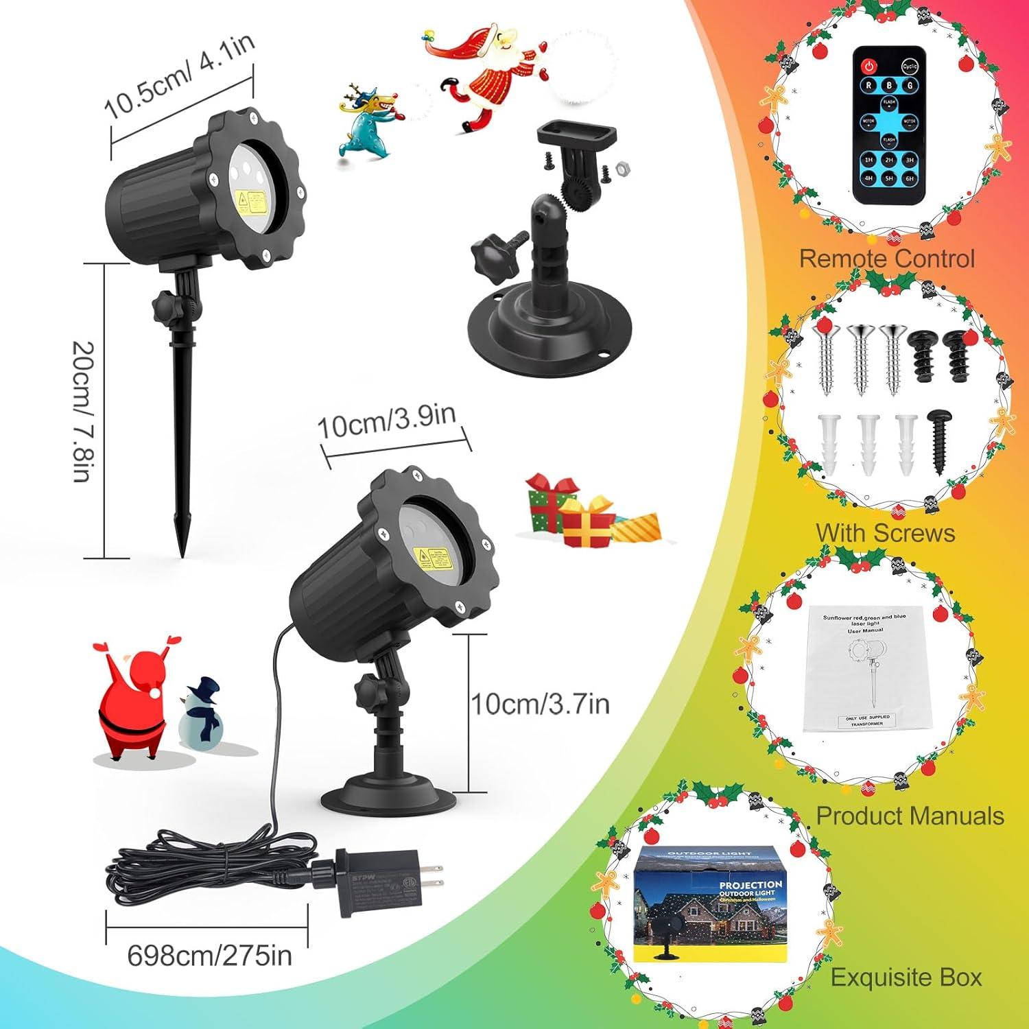 Proyector Láser RGB Firefly Impermeable para Exteriores 12 Efectos