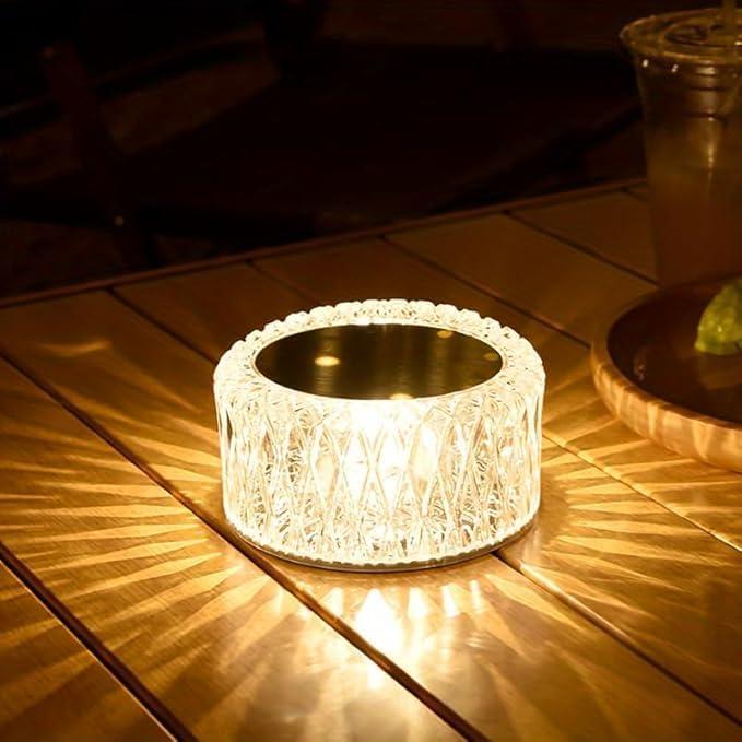 Lámpara de Mesa LED Cristal Recargable 16 Colores 3 Brillos