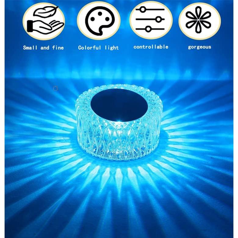 Lámpara de Mesa LED Cristal Recargable 16 Colores 3 Brillos