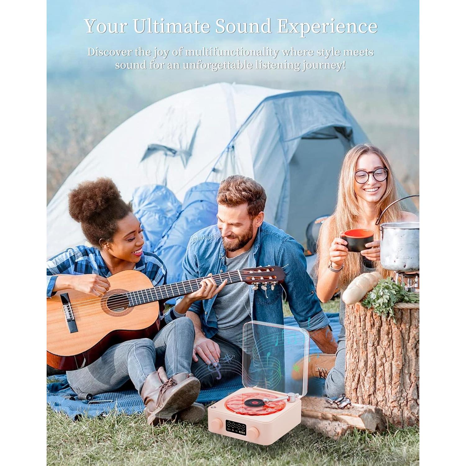 Altavoz Bluetooth Atmosférico Rosa con Luz Nocturna y Sonidos Naturales