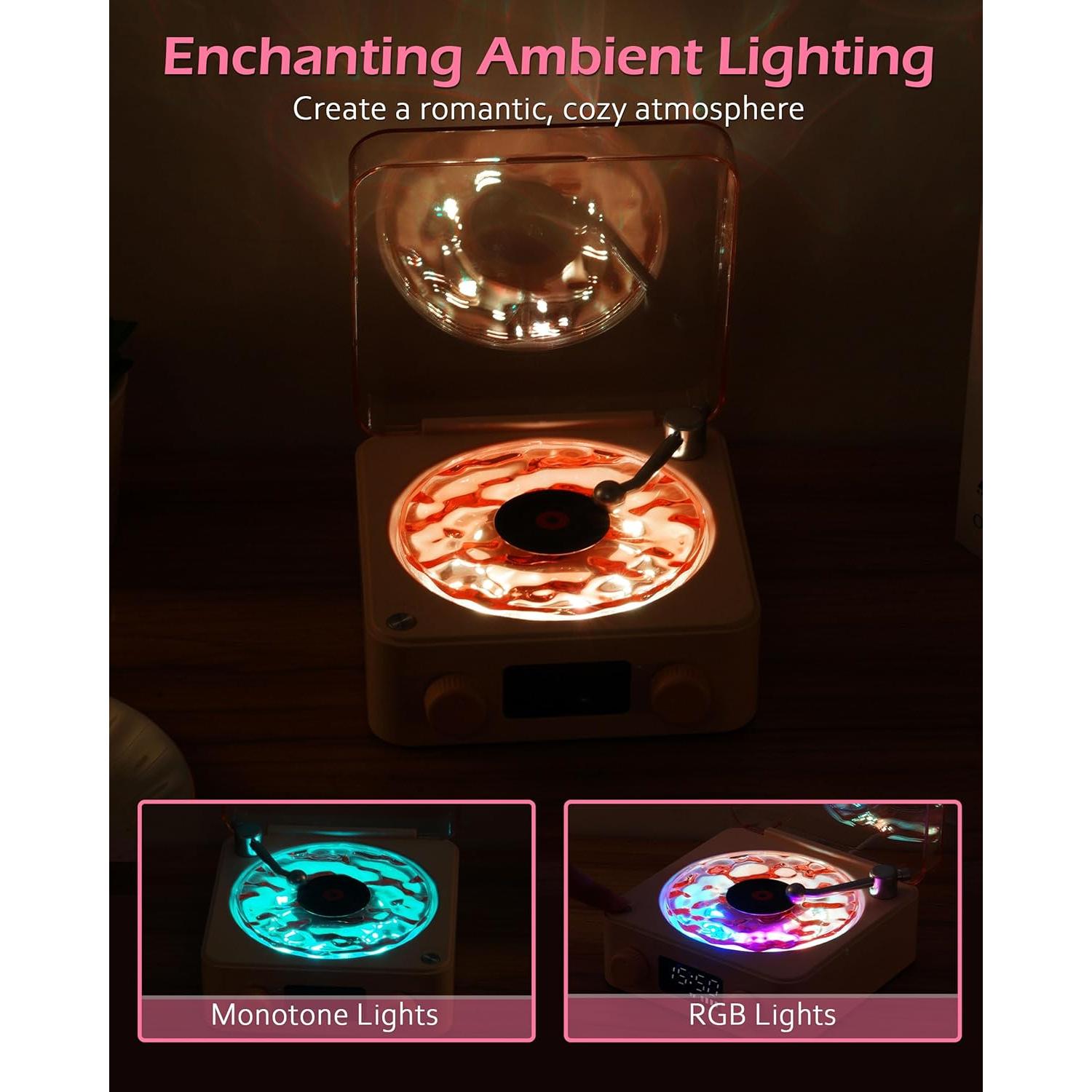 Altavoz Bluetooth Atmosférico Rosa con Luz Nocturna y Sonidos Naturales