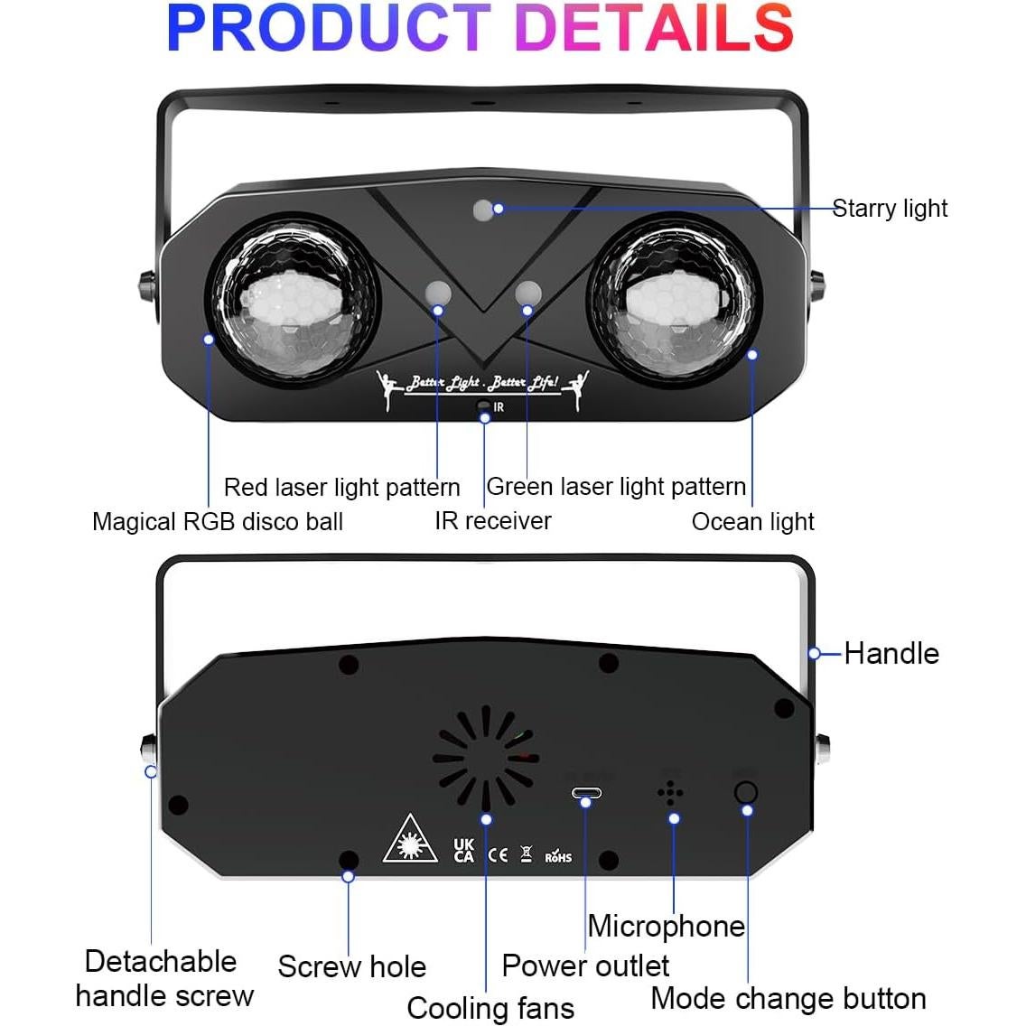 Bola de Disco Luz Estroboscópica DJ Control Remoto 20cm