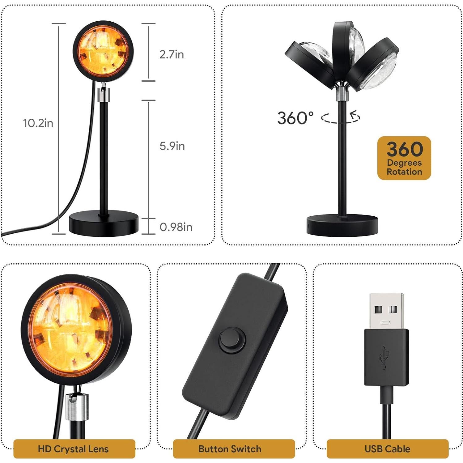 Proyector de Luz de Atardecer LED Bavcieu con Control Remoto