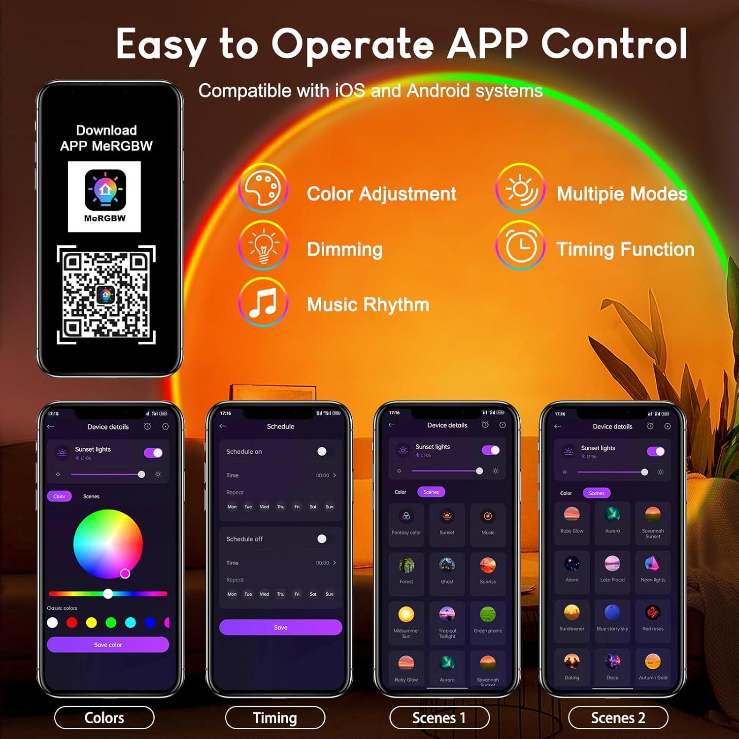 Lámpara de Atardecer Proyector Tsrarey Multicolor 360°