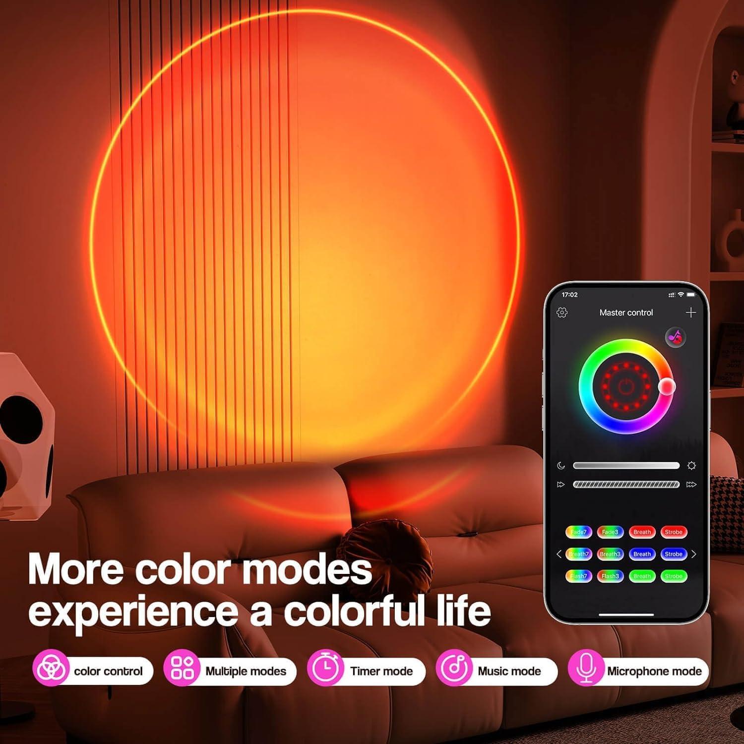Lámpara Proyector de Atardecer LEKEONE 16 Colores Control APP