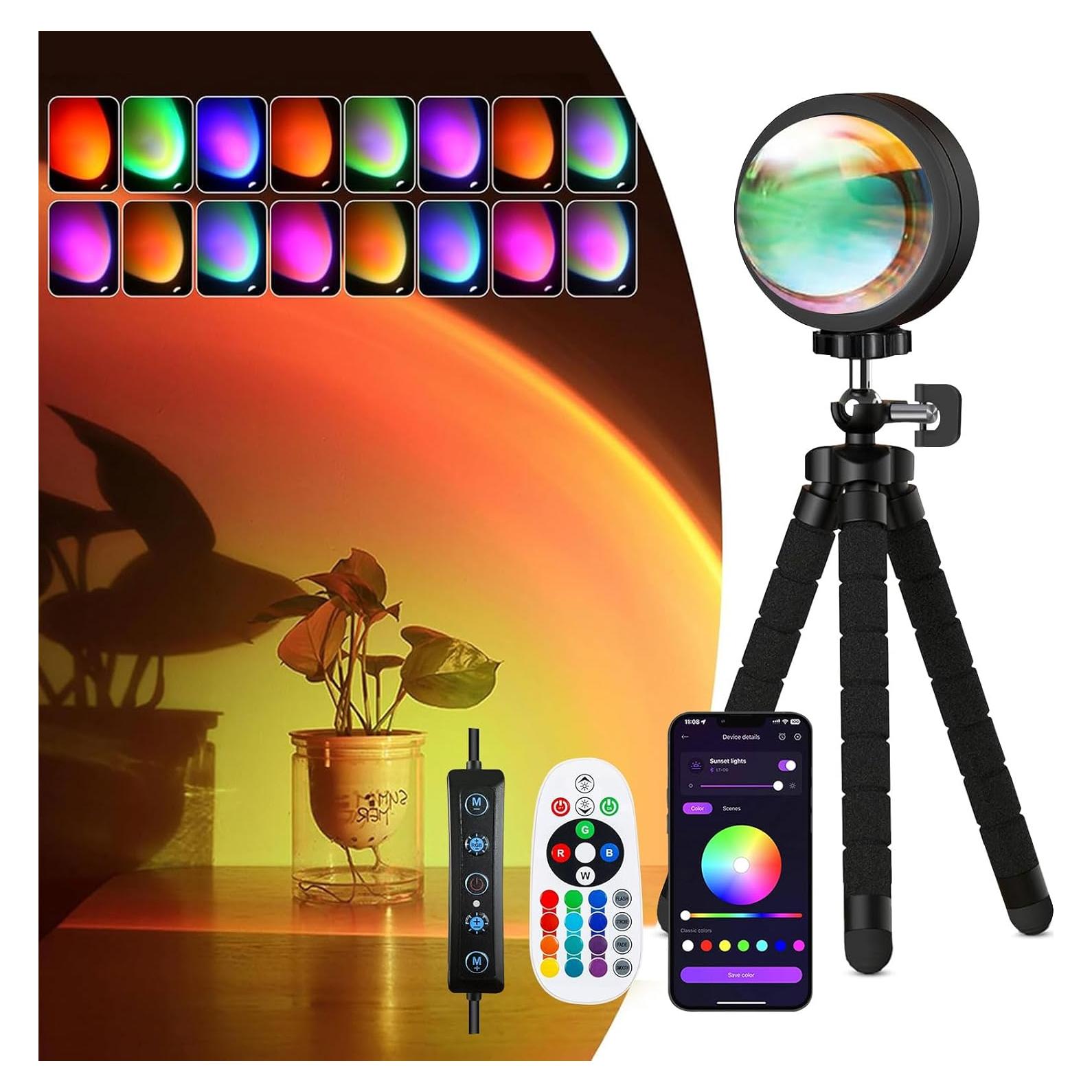 Proyector de Luz de Atardecer Exnemav HJ-SL02 16 Colores 4 Modos