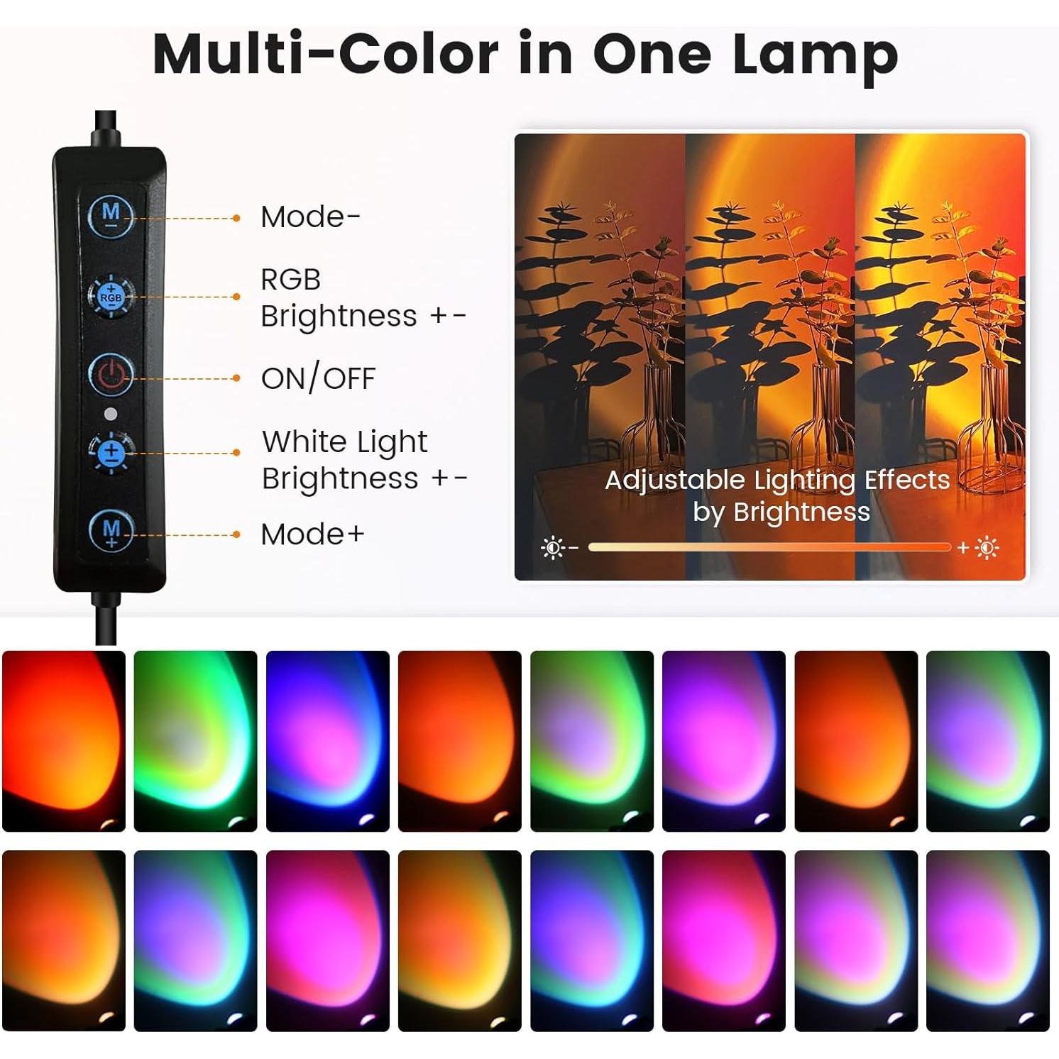 Proyector de Luz de Atardecer Exnemav HJ-SL02 16 Colores 4 Modos