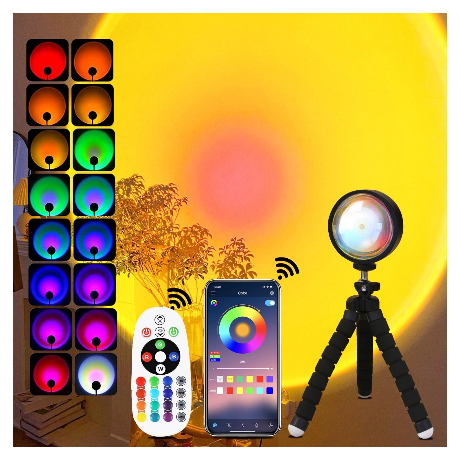 Proyector de Lámpara de Atardecer Xoddi con Control Remoto 16 Colores