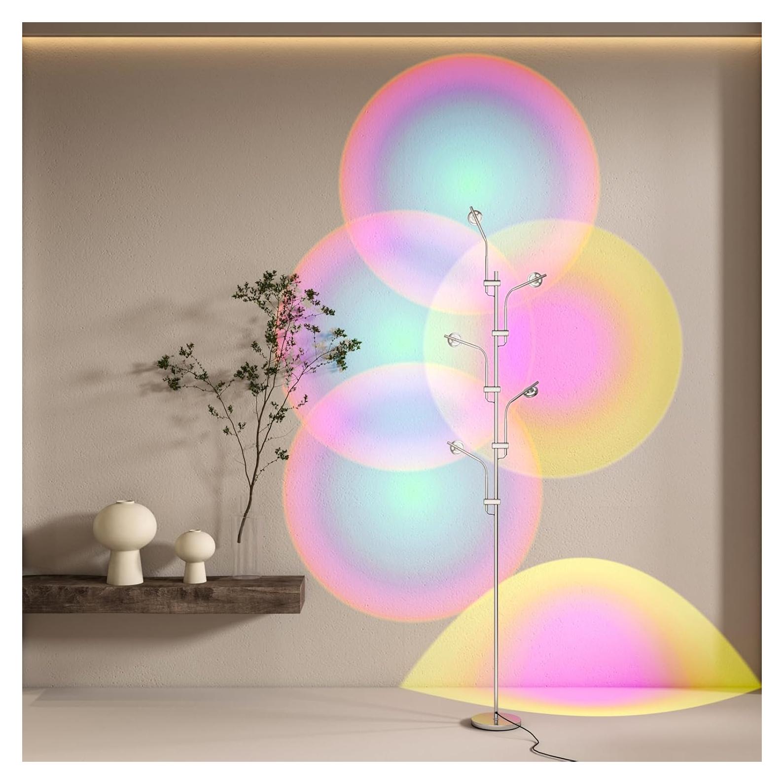 Lámpara de Pie LED TACAHE Halo 185 cm 12W 4000K Cromo