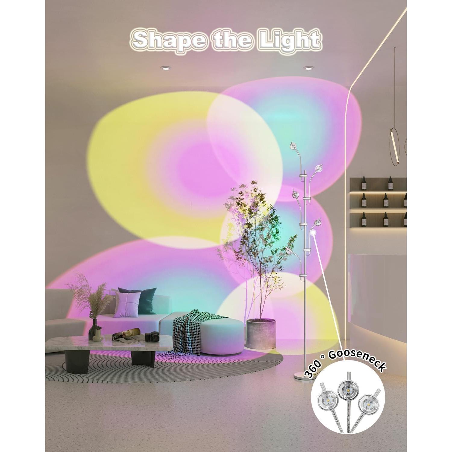 Lámpara de Pie LED TACAHE Halo 185 cm 12W 4000K Cromo