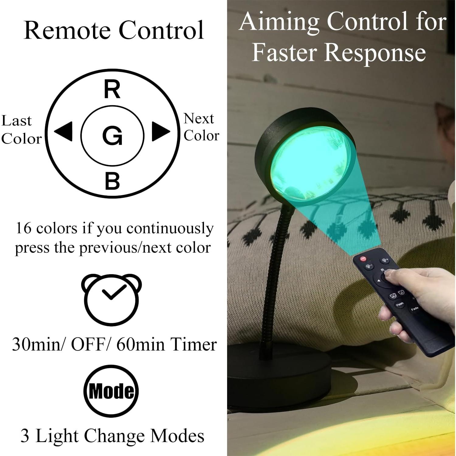 Proyector de Luz de Atardecer JIMEI RGB 10W Control Remoto