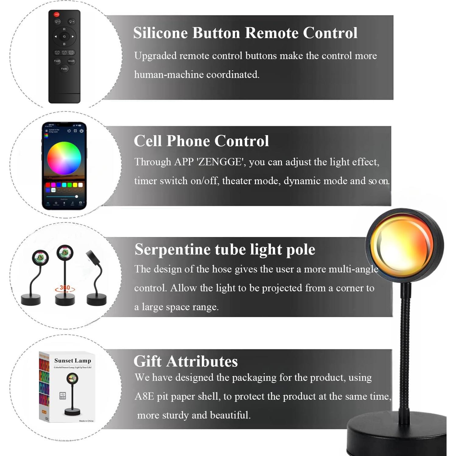 Proyector de Luz de Atardecer JIMEI RGB 10W Control Remoto