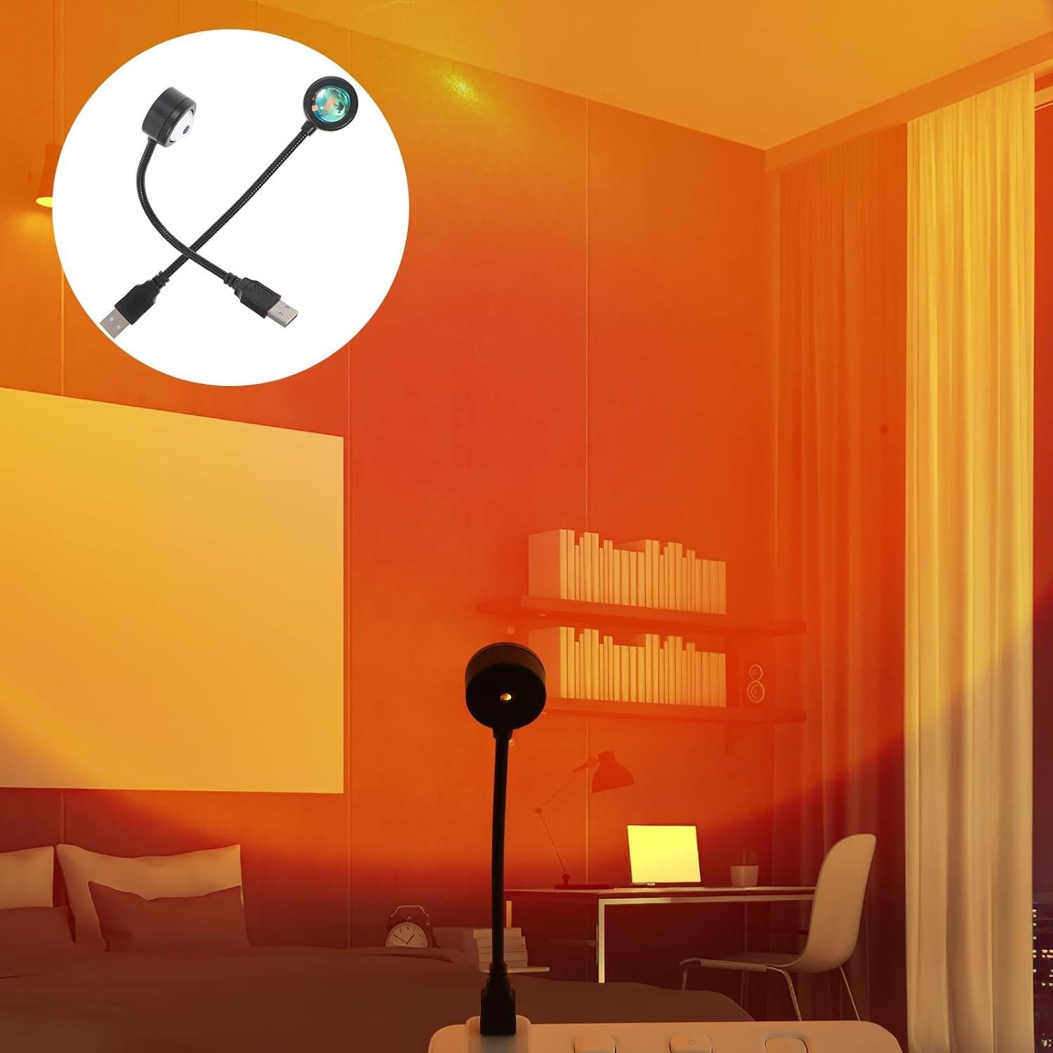 Luz Nocturna Proyector de Atardecer Alipis USB 13 Modos