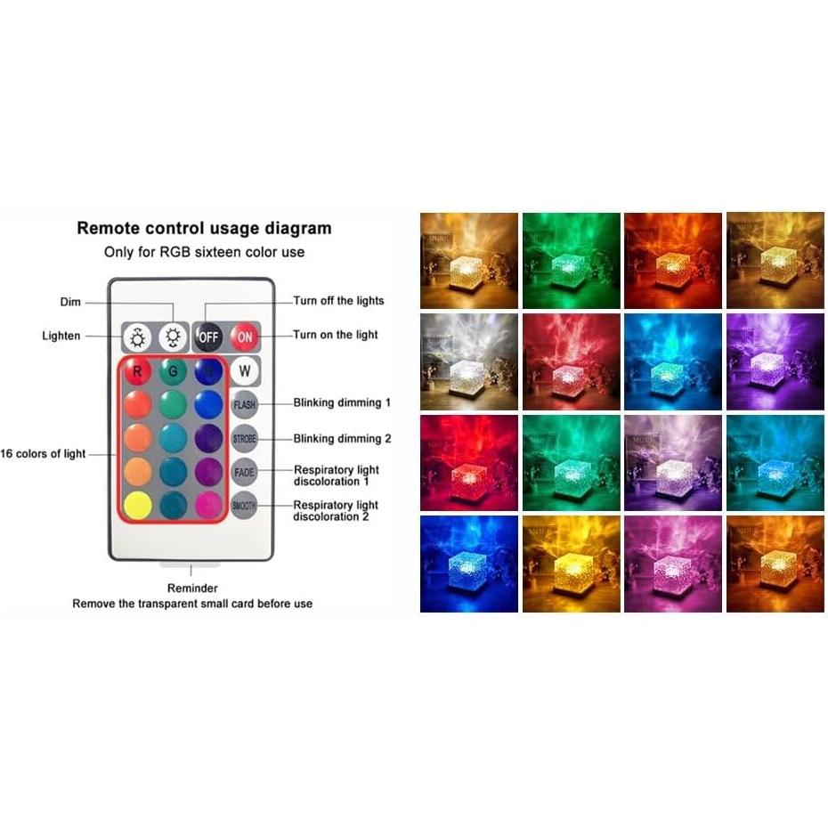 Lámpara Proyector de Olas TGYWCHY 16 Colores Control Remoto