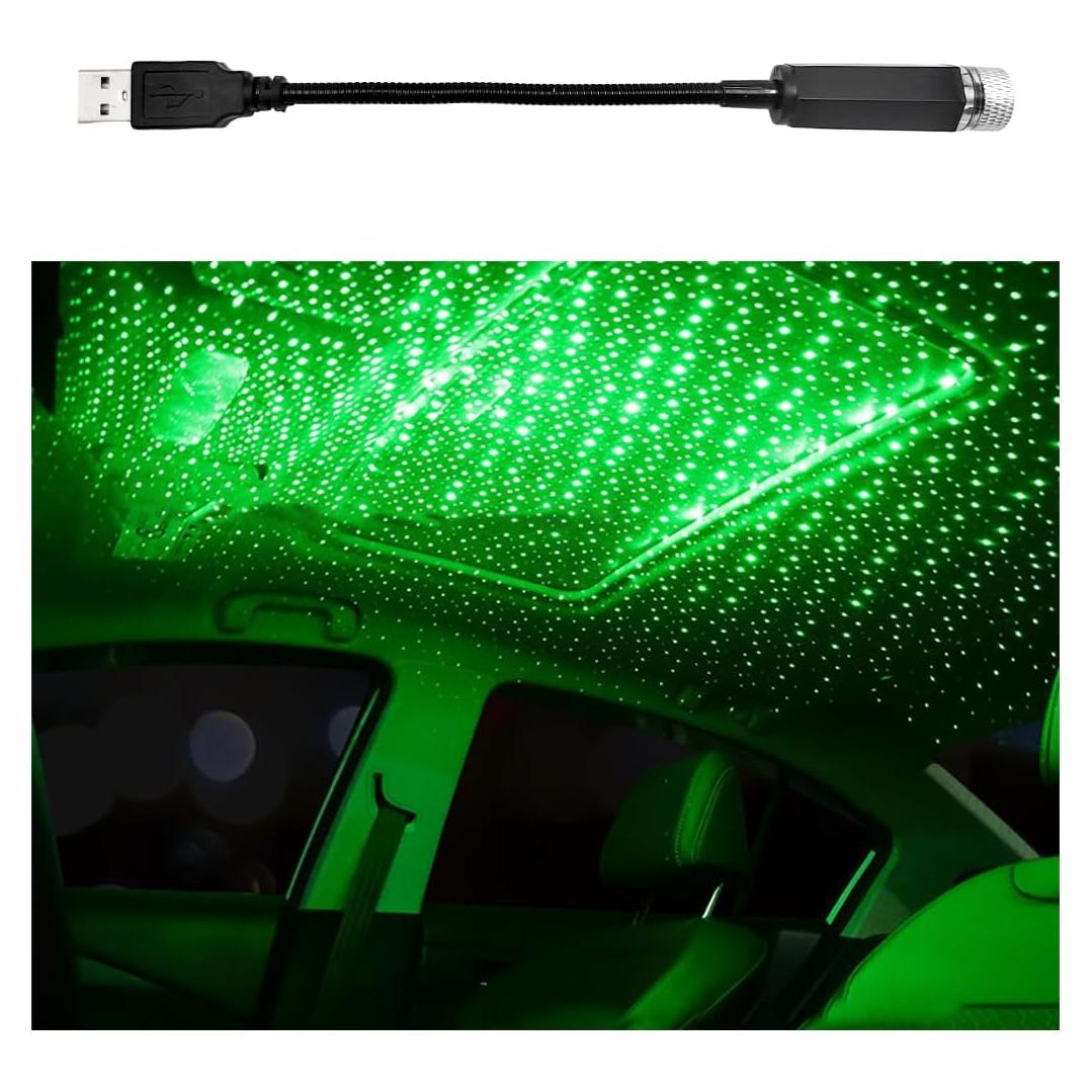 Proyector USB Luz Nocturna Suvnie Verde para Coche Interior