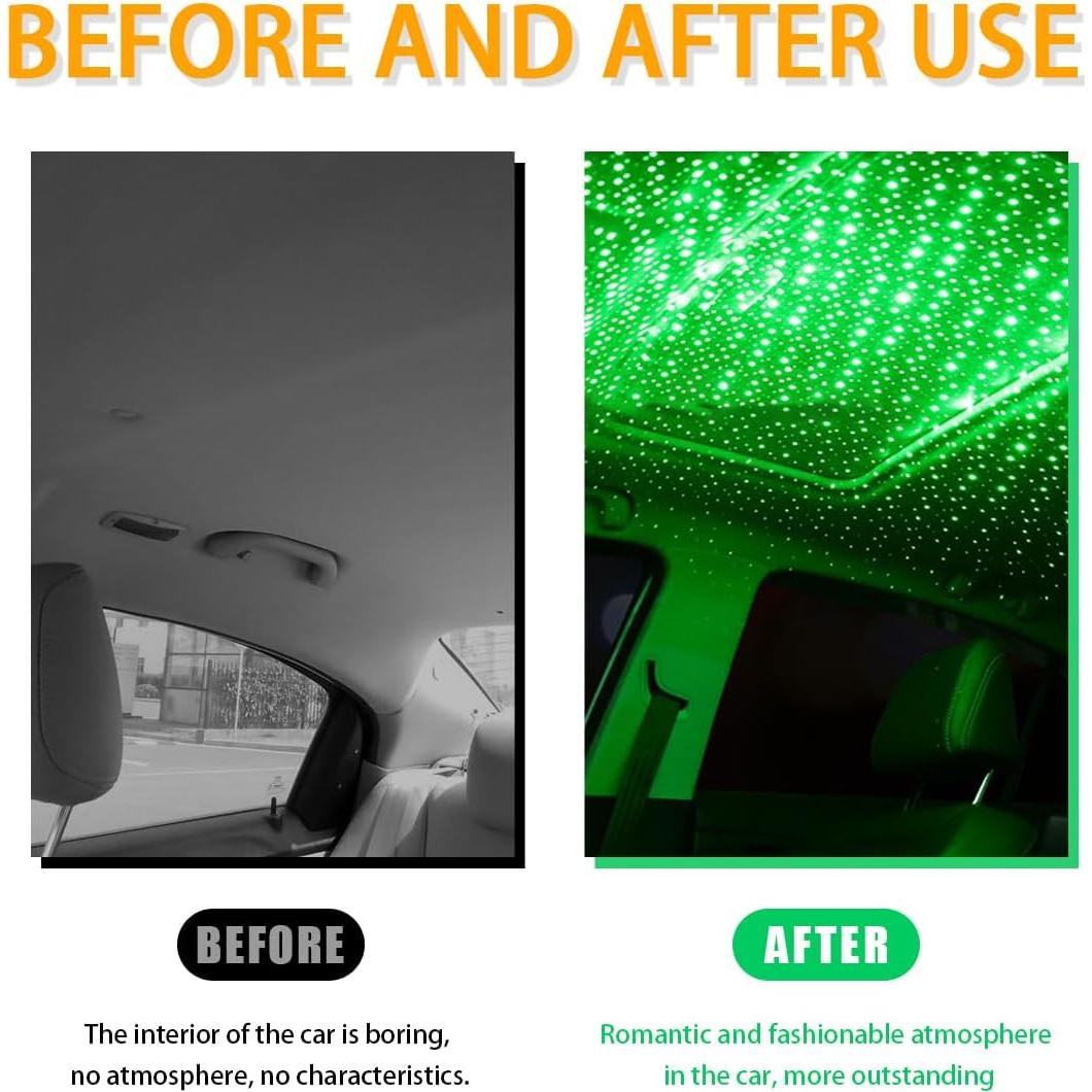 Proyector USB Luz Nocturna Suvnie Verde para Coche Interior