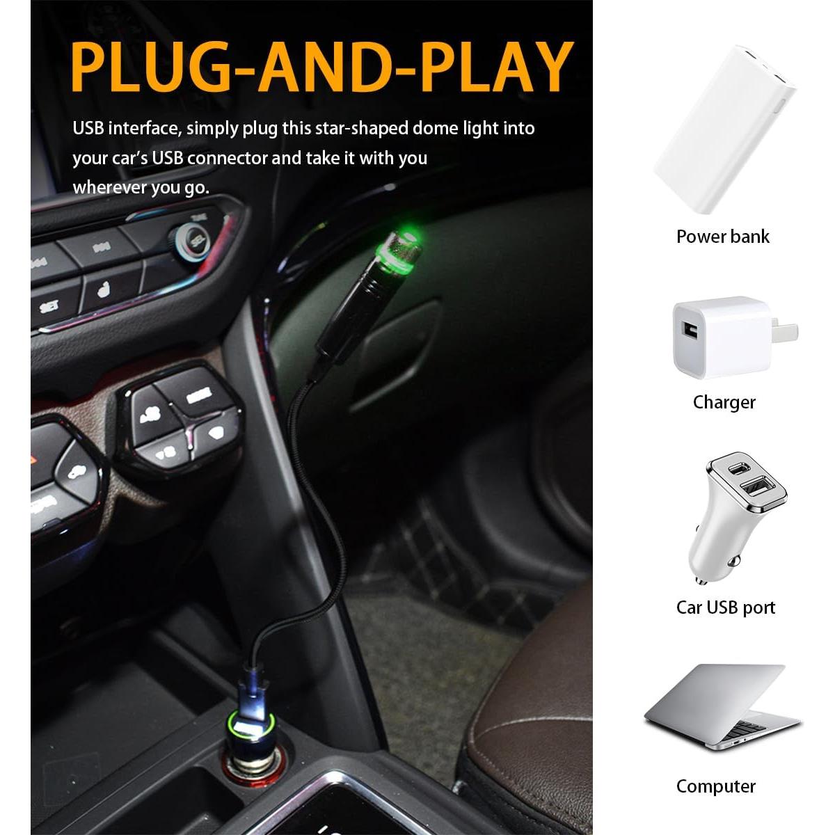 Proyector USB Luz Nocturna Suvnie Verde para Coche Interior