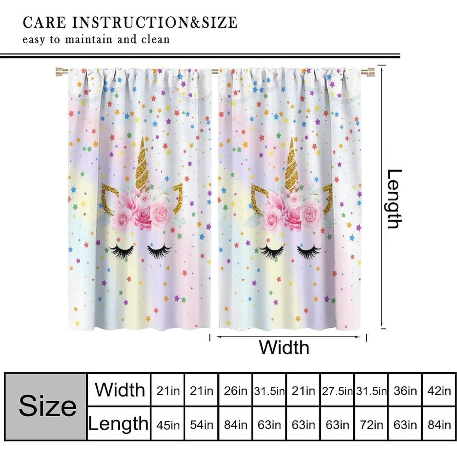 Cortinas Blackout VUMIVI Unicornio Rosa 42x137 cm 2 Paneles