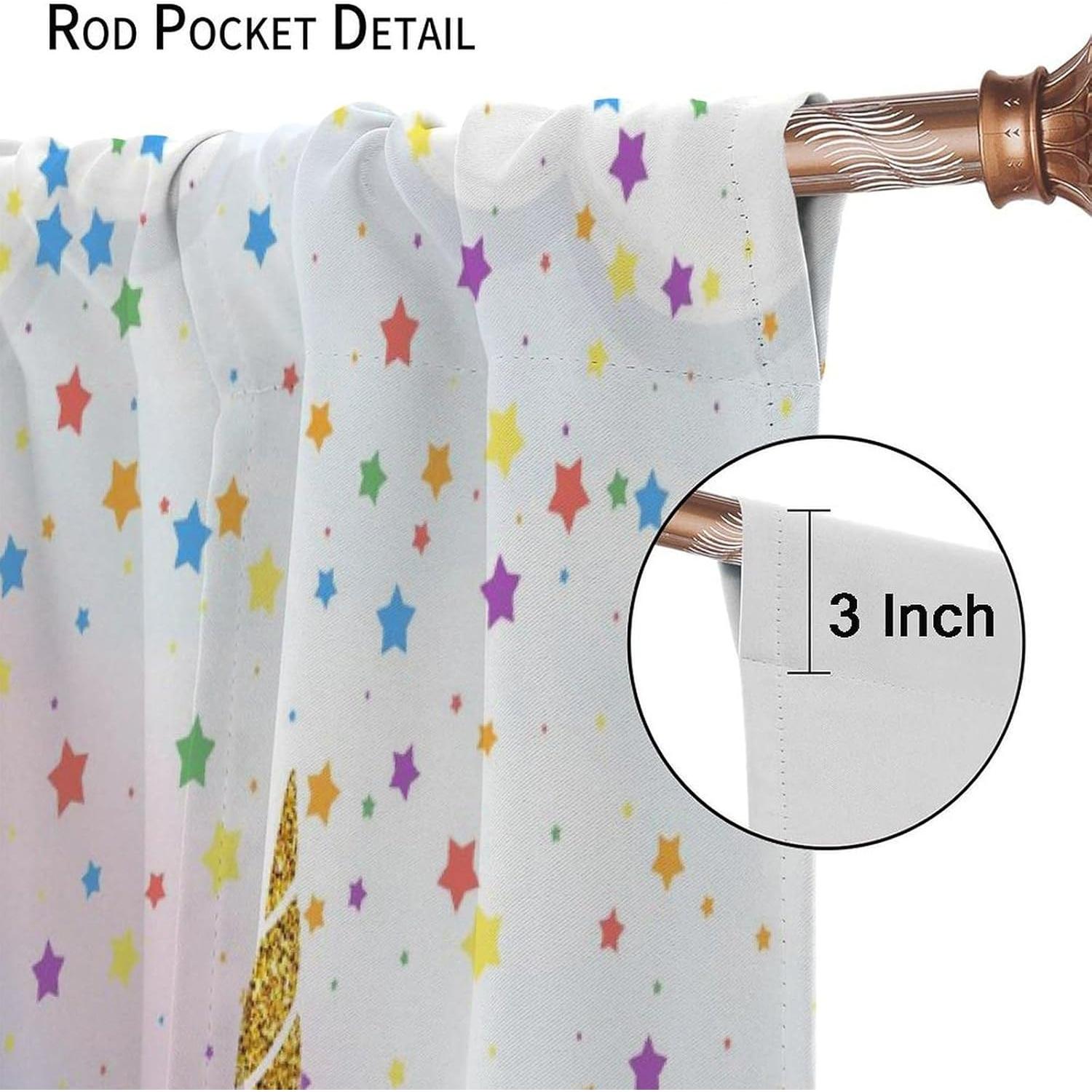 Cortinas Blackout VUMIVI Unicornio Rosa 42x137 cm 2 Paneles