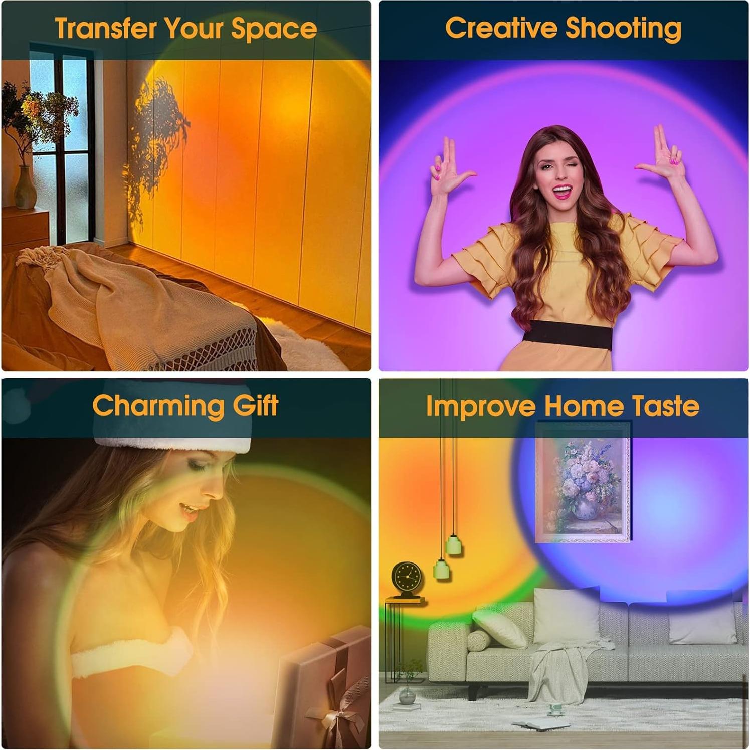 Proyector de Luz de Atardecer AMIAEDU 16 Colores Control Remoto