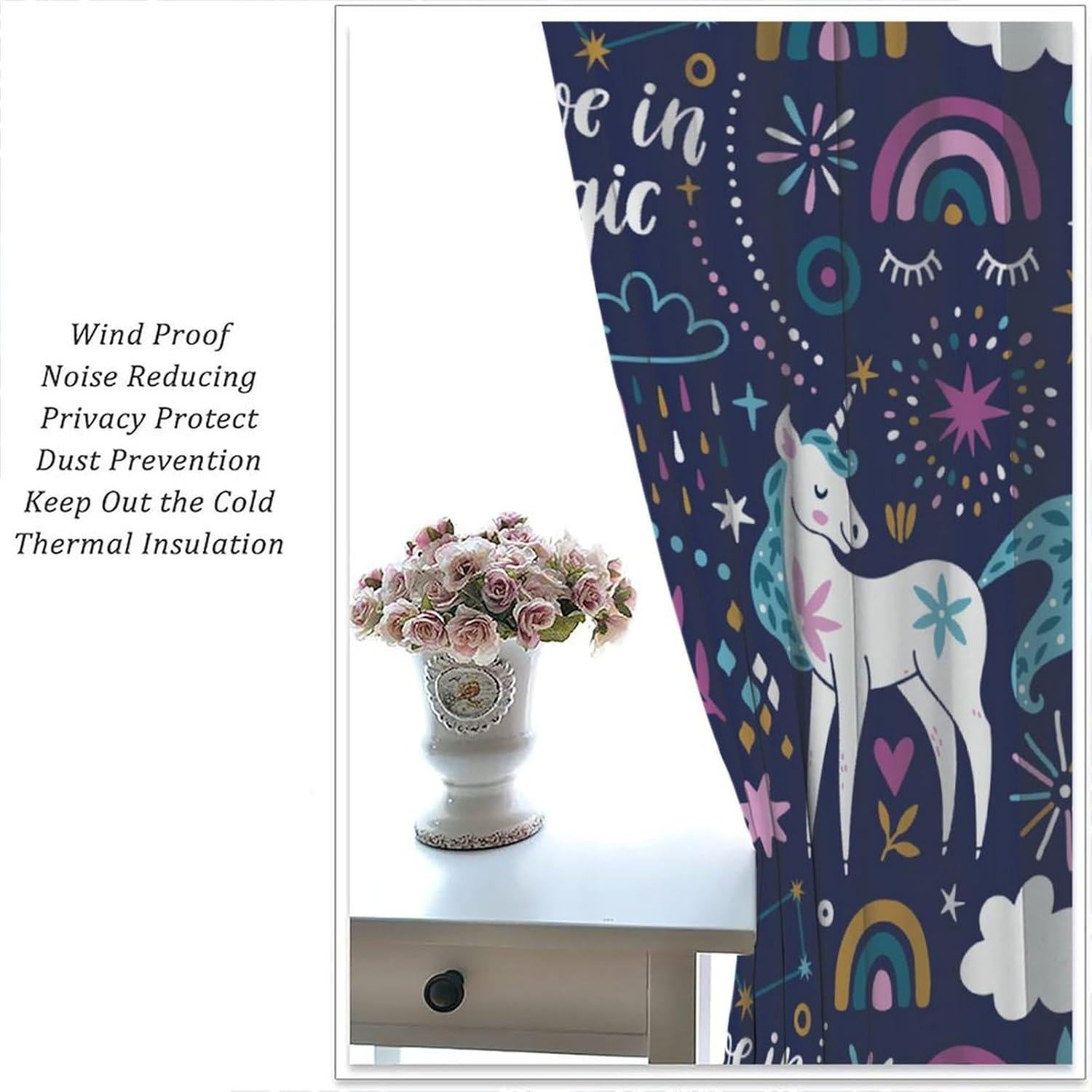 Cortinas Blackout VUMIVI Unicornio 106.68x137.16 cm