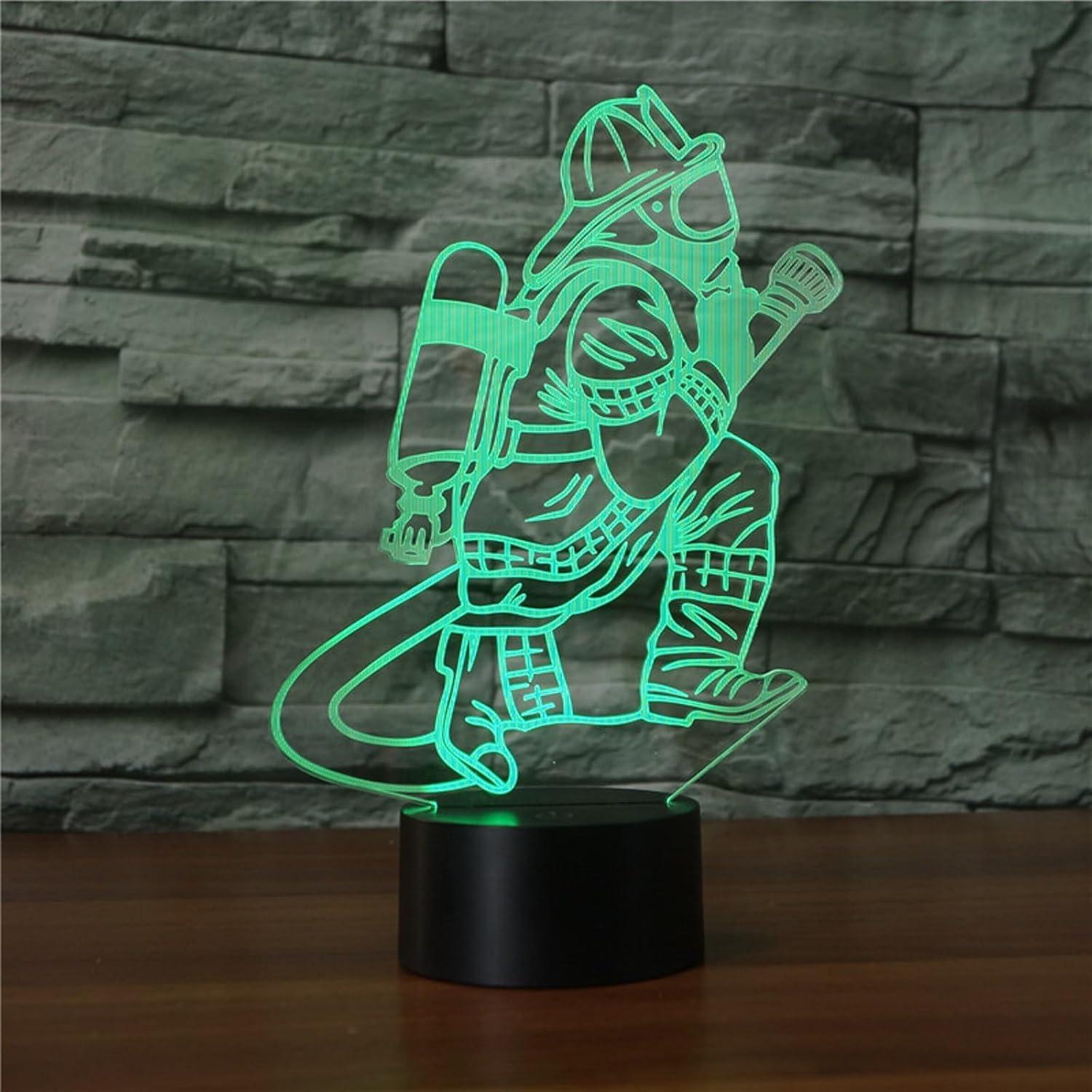 Lámpara de Mesa Táctil 3D Bomberos LED USB 16 Colores