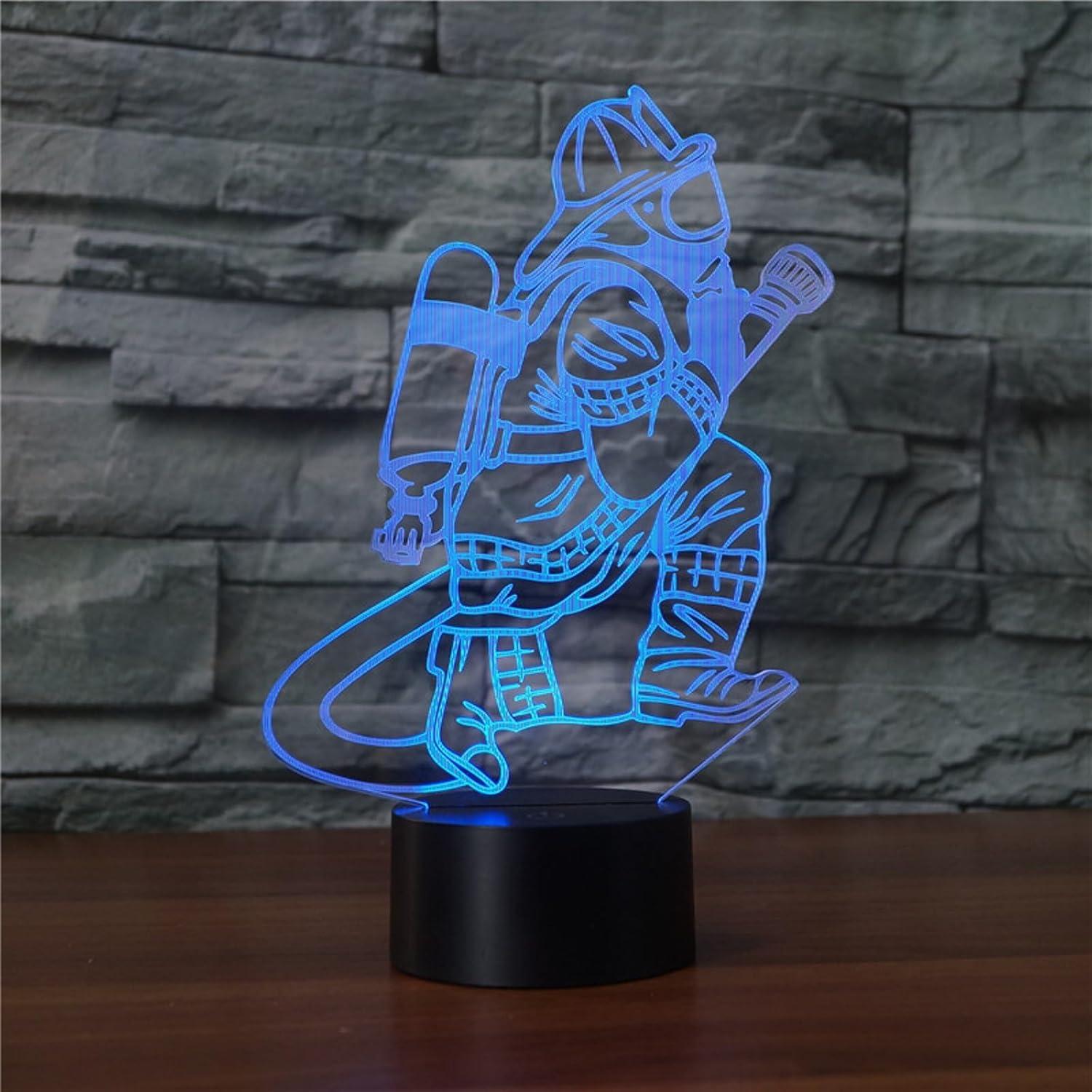 Lámpara de Mesa Táctil 3D Bomberos LED USB 16 Colores