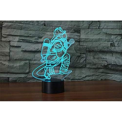 Lámpara de Mesa Táctil 3D Bomberos LED USB 16 Colores
