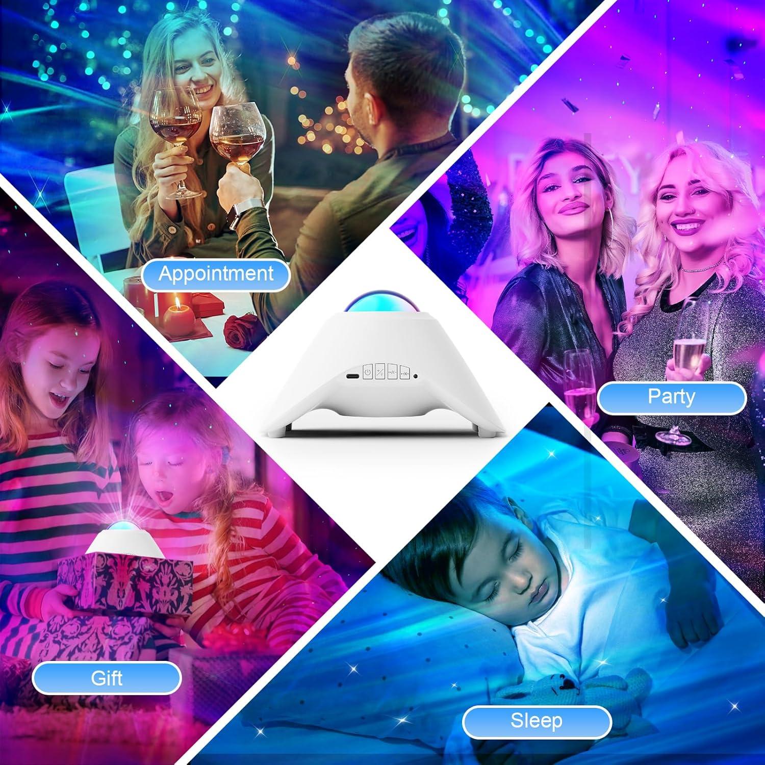 Proyector de Luz Nocturna Estelar Ingleby Blanco con Bluetooth