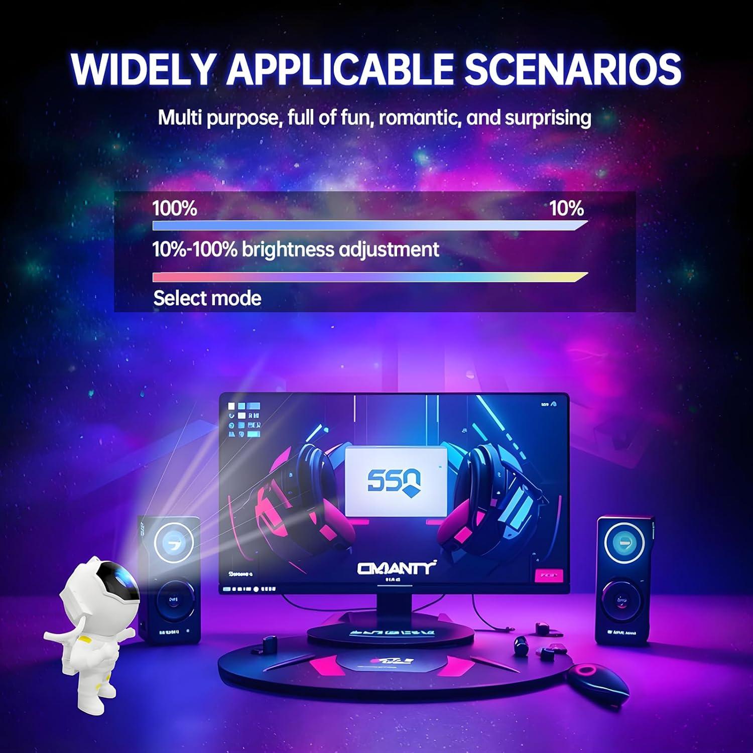 Proyector de Estrellas Galáctico Astronauta LED con Control Remoto