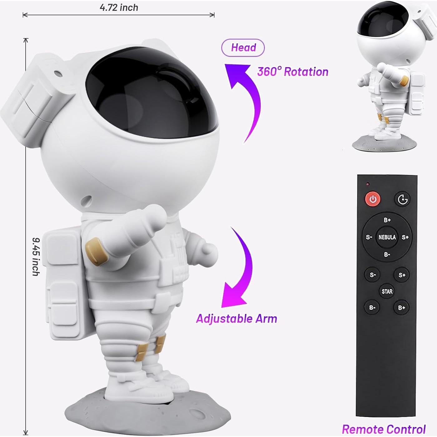 Proyector de Estrellas Astronauta Lonvis 11.9x11.2cm Luz Nocturna