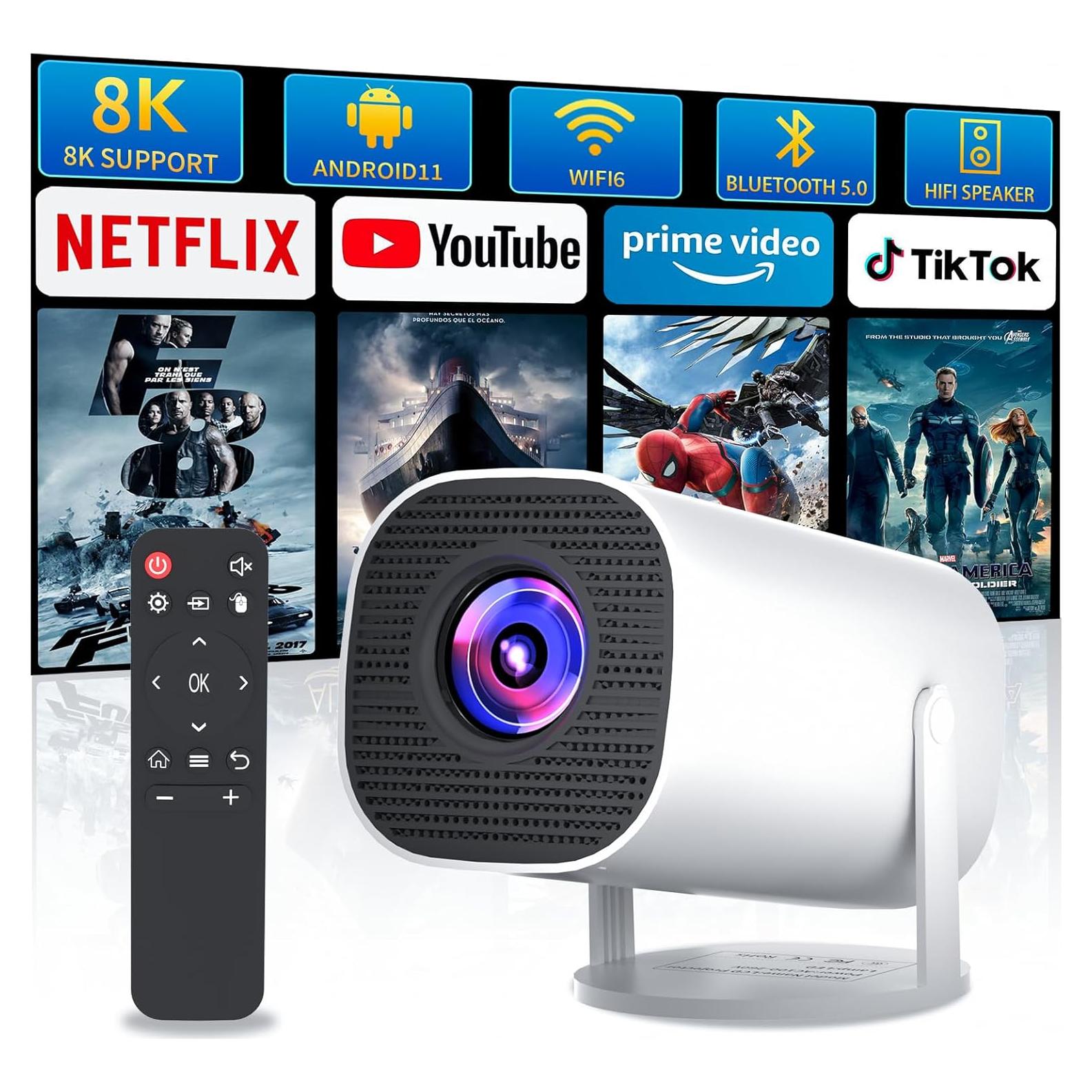 Mini Proyector Sucetiho WiFi Bluetooth 4K/8K Portátil 0.73kg