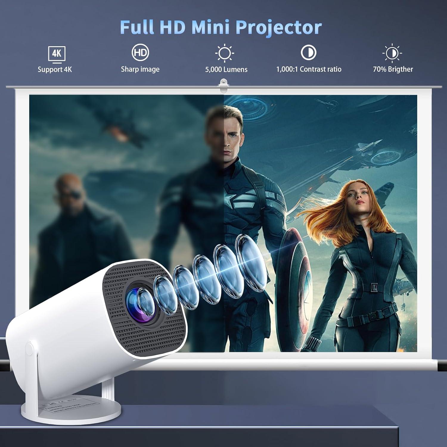 Mini Proyector Sucetiho WiFi Bluetooth 4K/8K Portátil 0.73kg