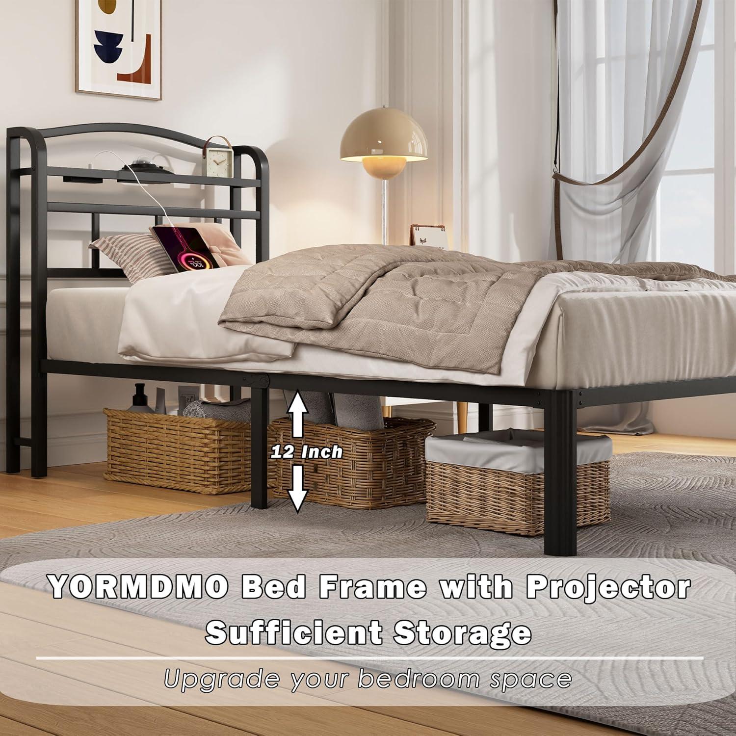 Estructura de Cama Individual YORMDMO 14" con Proyector y Carga