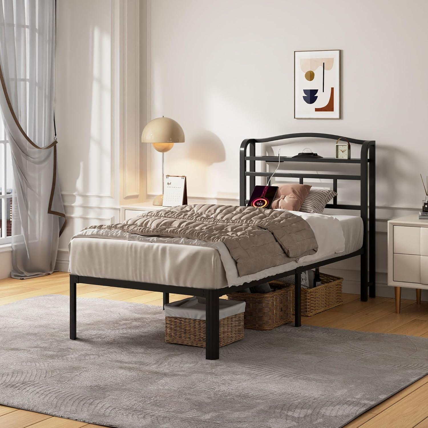 Estructura de Cama Individual YORMDMO 14" con Proyector y Carga