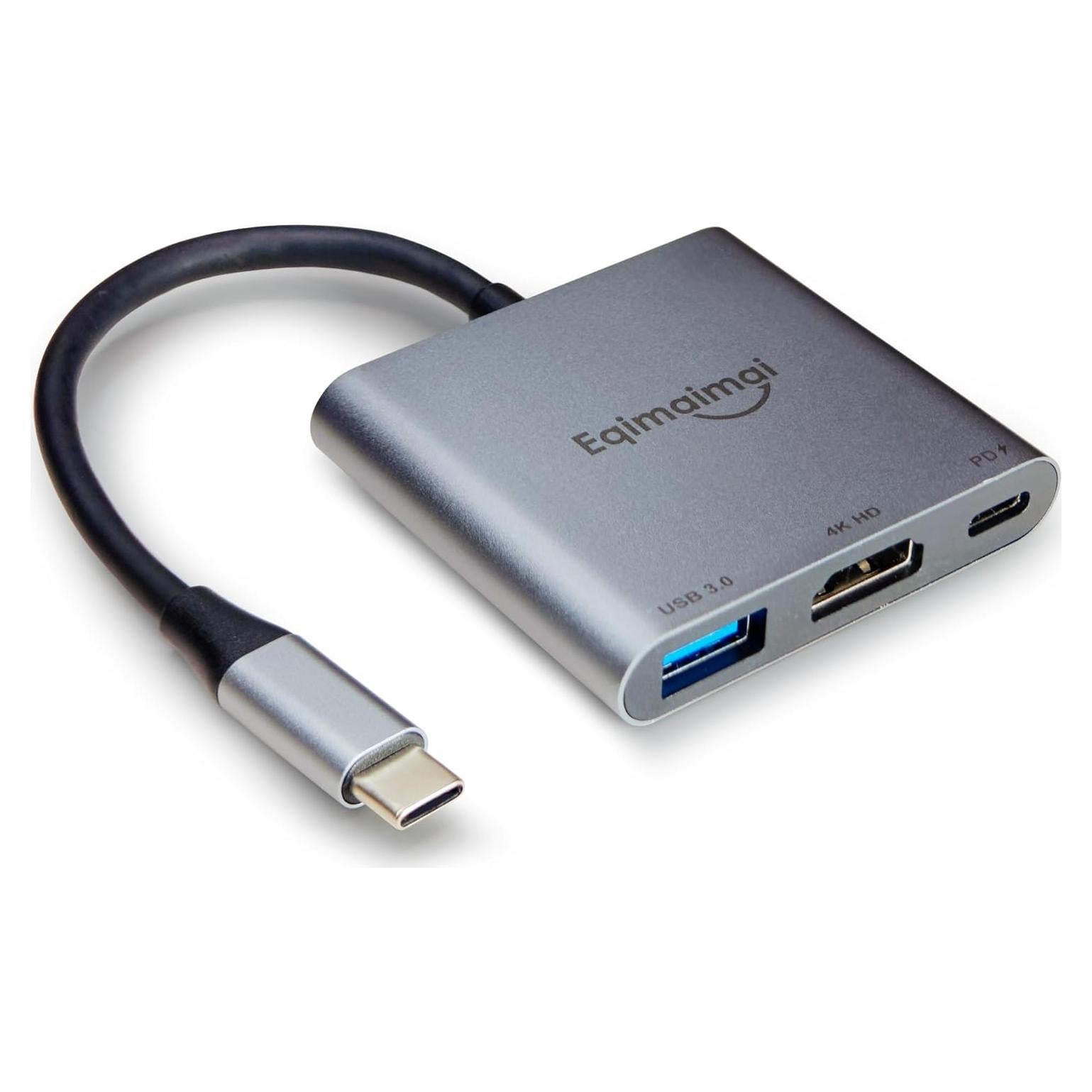 Adaptador HDMI a USB C 4K 60Hz EQIMAIMAI con 100W PD