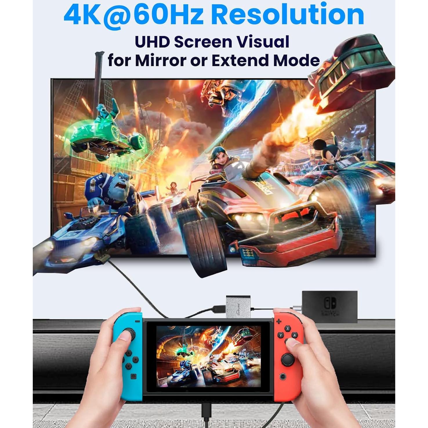 Adaptador HDMI a USB C 4K 60Hz EQIMAIMAI con 100W PD